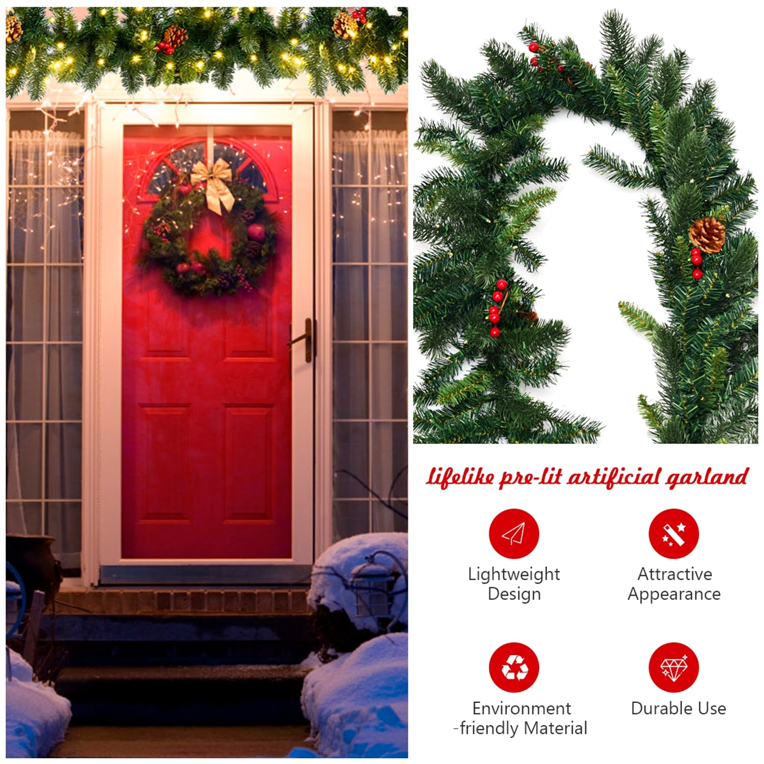 Forclover HYFE-22798 Artificial-Christmas-Wreaths - View #4