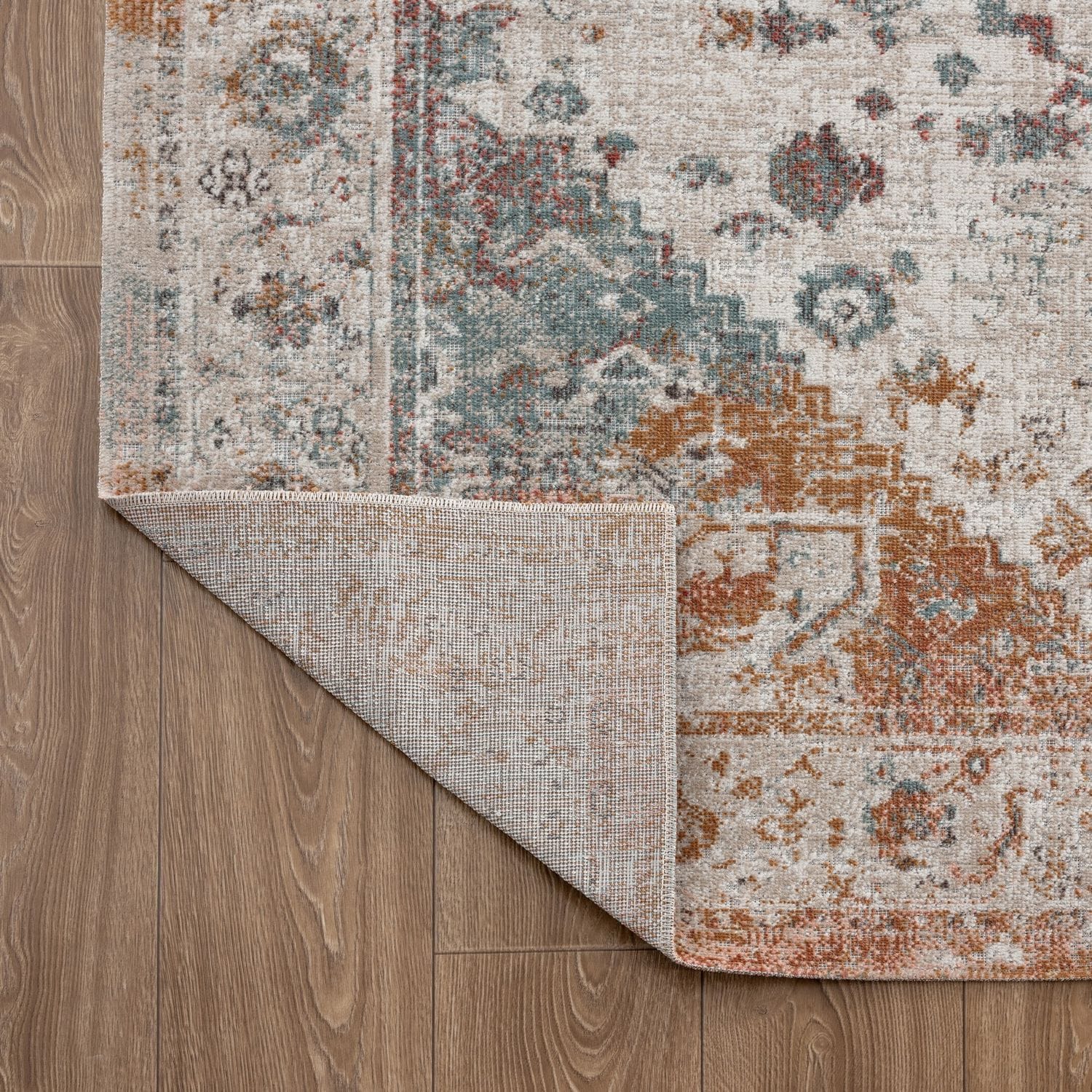 Blake 5'3" x 7'10" Blue and Beige Synthetic Area Rug