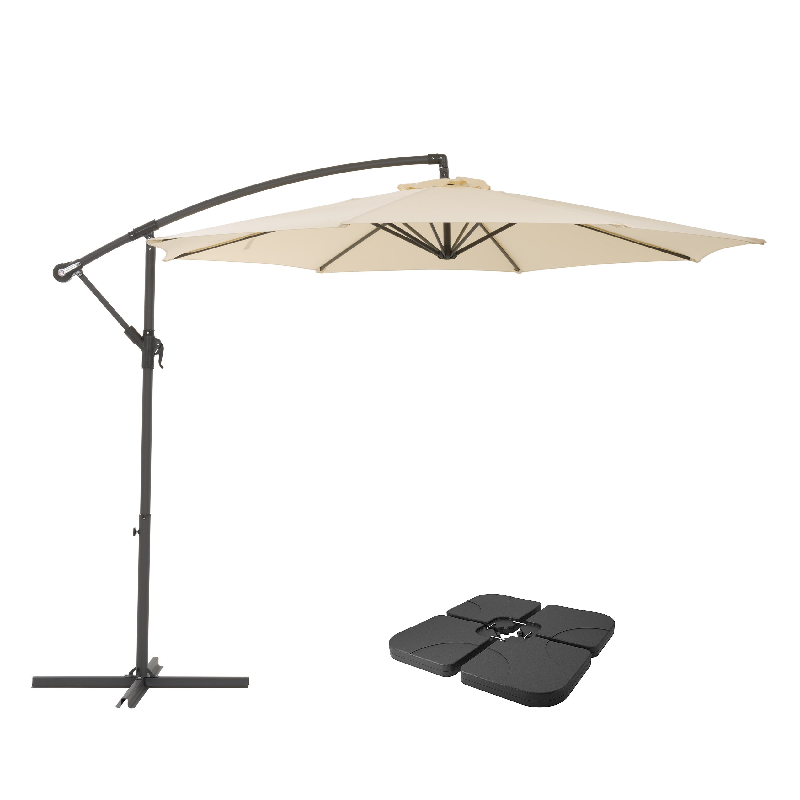 CorLiving PPU-410-Z1 9.5-ft Steel White Slide-tilt Offset Patio Umbrella with Base