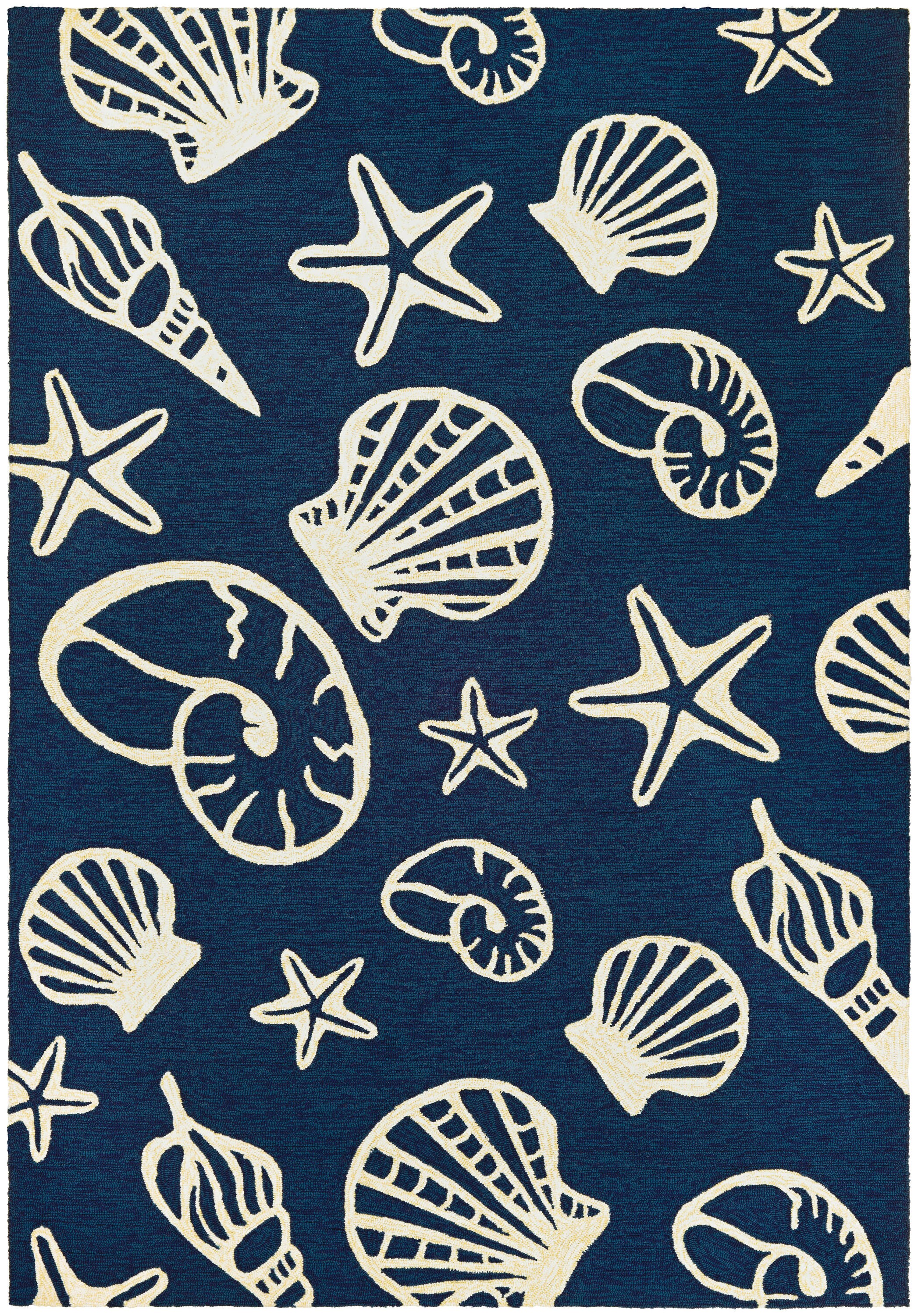 Couristan 73340313056080T Outdoor Escape 5 x 8 (ft) Polypropylene Navy-Ivory Rectangular Indoor/Outdoor Area rug