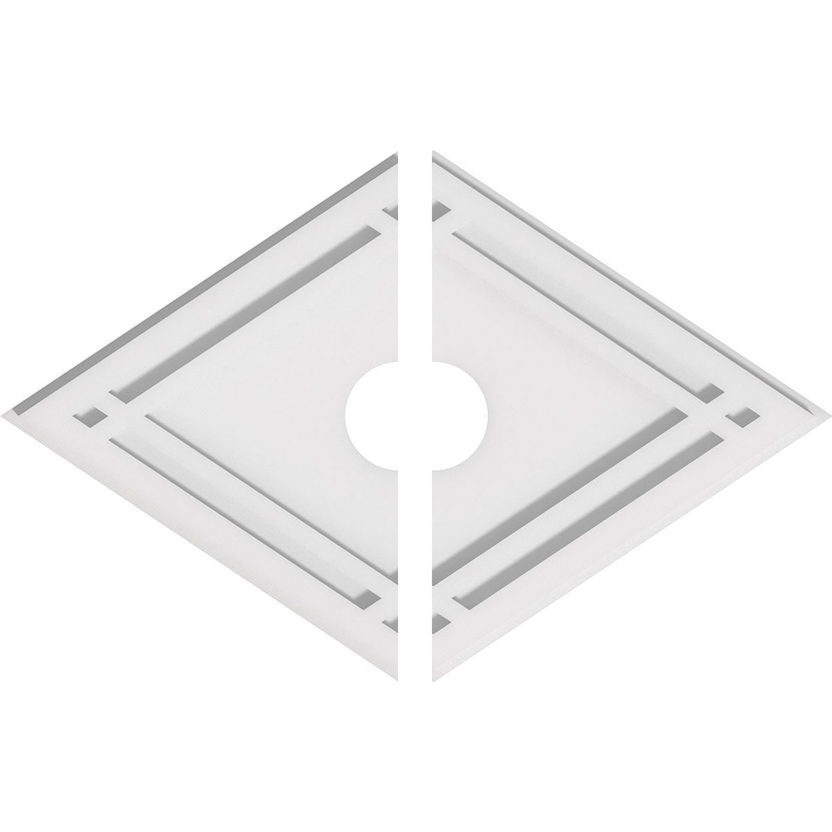 Ekena Millwork CMP22X14DD2-03000 Diamond 22-in W x 14.625-in L Contemporary White PVC Split Ceiling Medallion