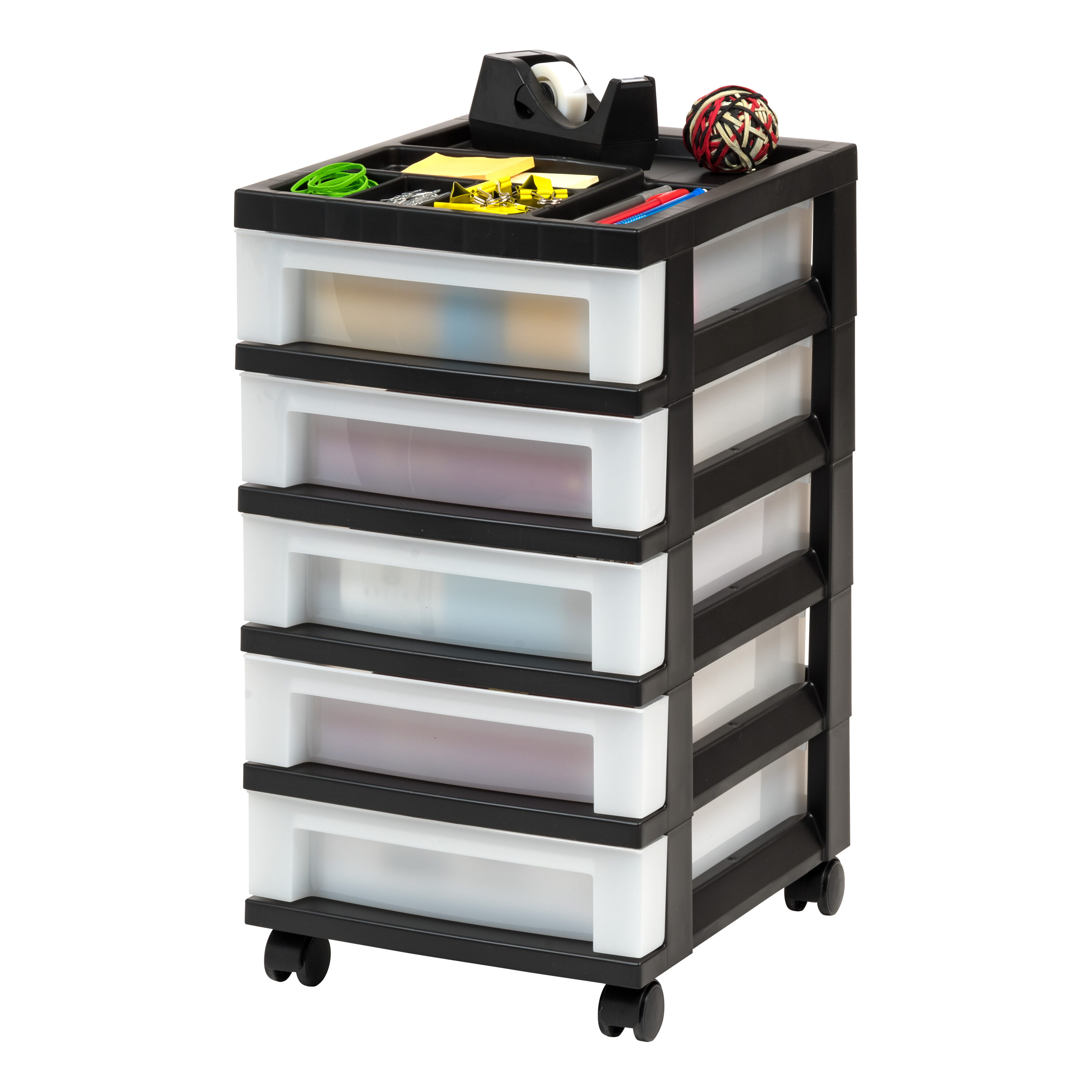 Iris Usa 7 Drawer Rolling Storage Cart With Organizer Top, Black