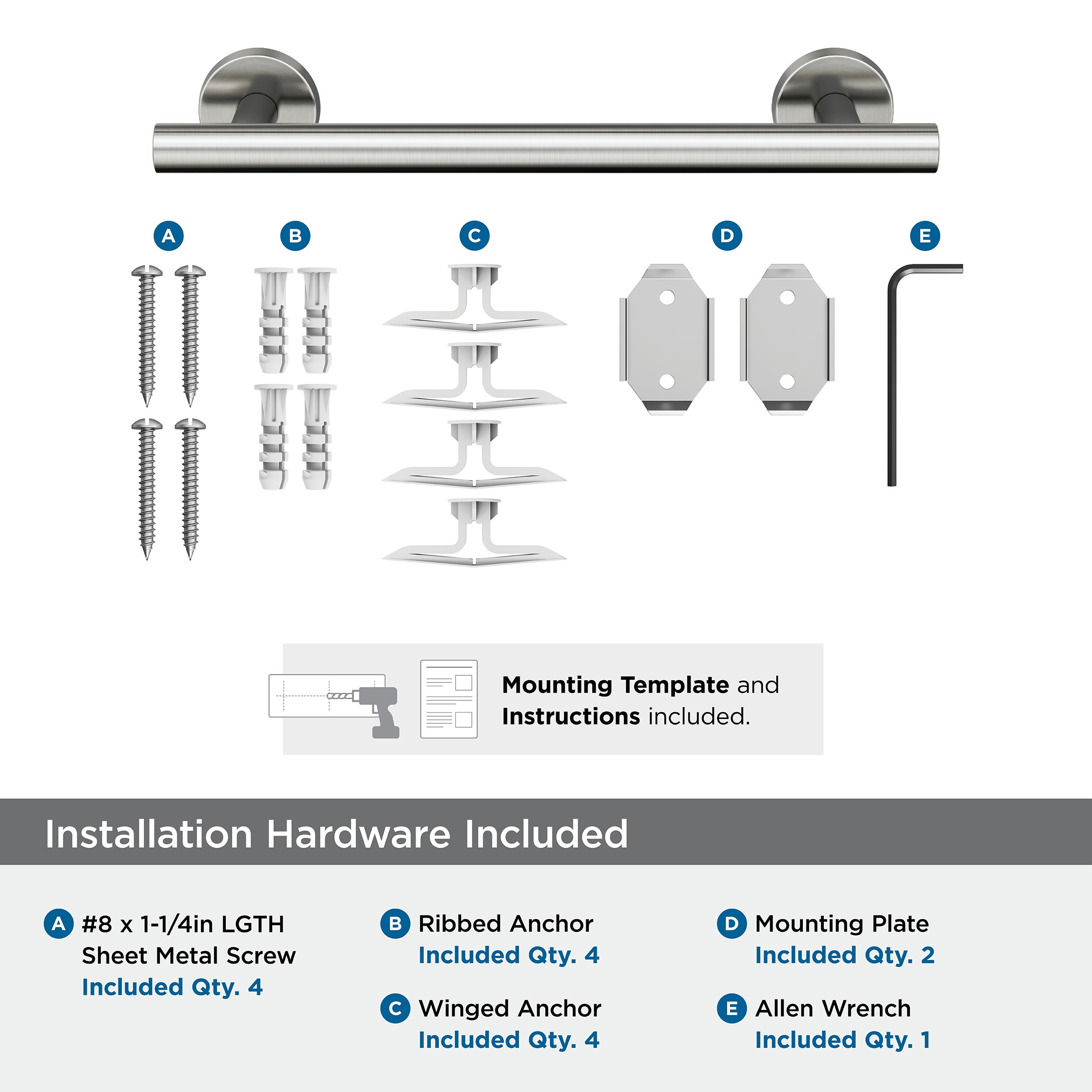 Stainless Steel 9-Inch Wall Mounted Single Bar Towel Rack