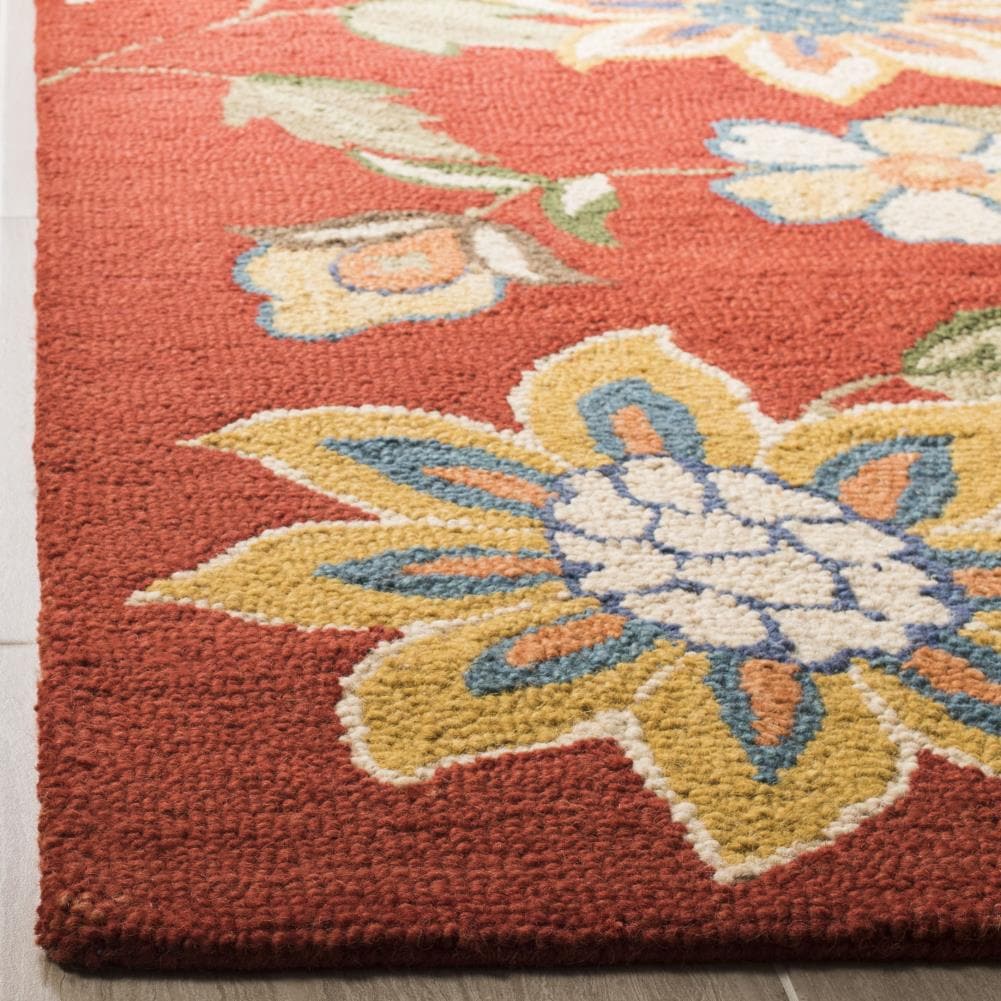 Blossom Rust and Multi Floral Wool 6' x 9' Area Rug