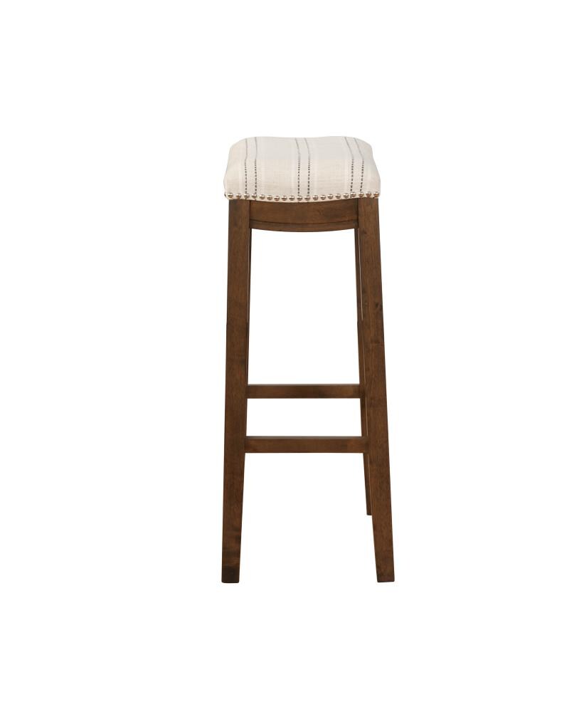 Claridge 32" Backless Saddle-Style Brown Wood Bar Stool with Nailhead Trim