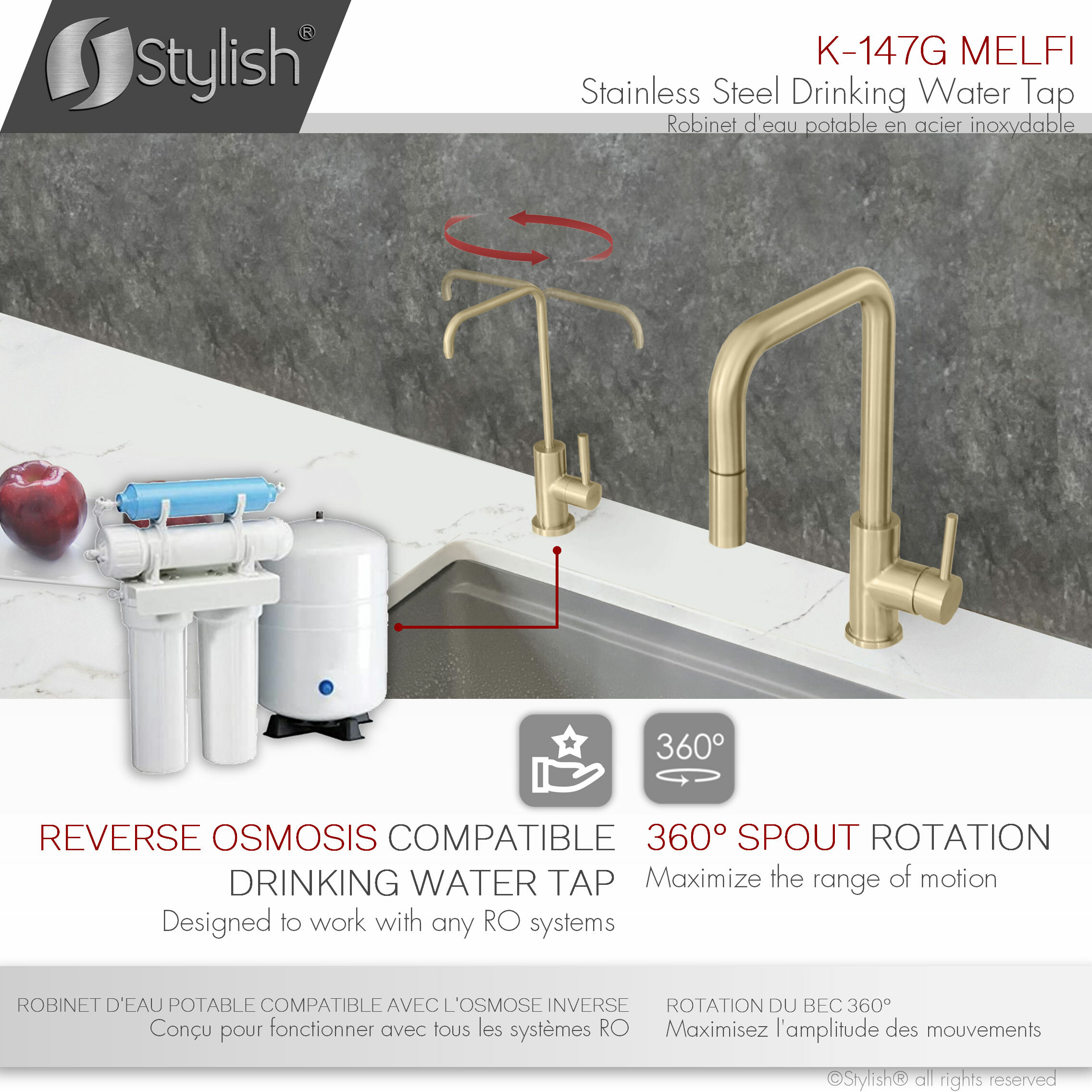 Stylish K-147G Kitchen-Faucets - View #3