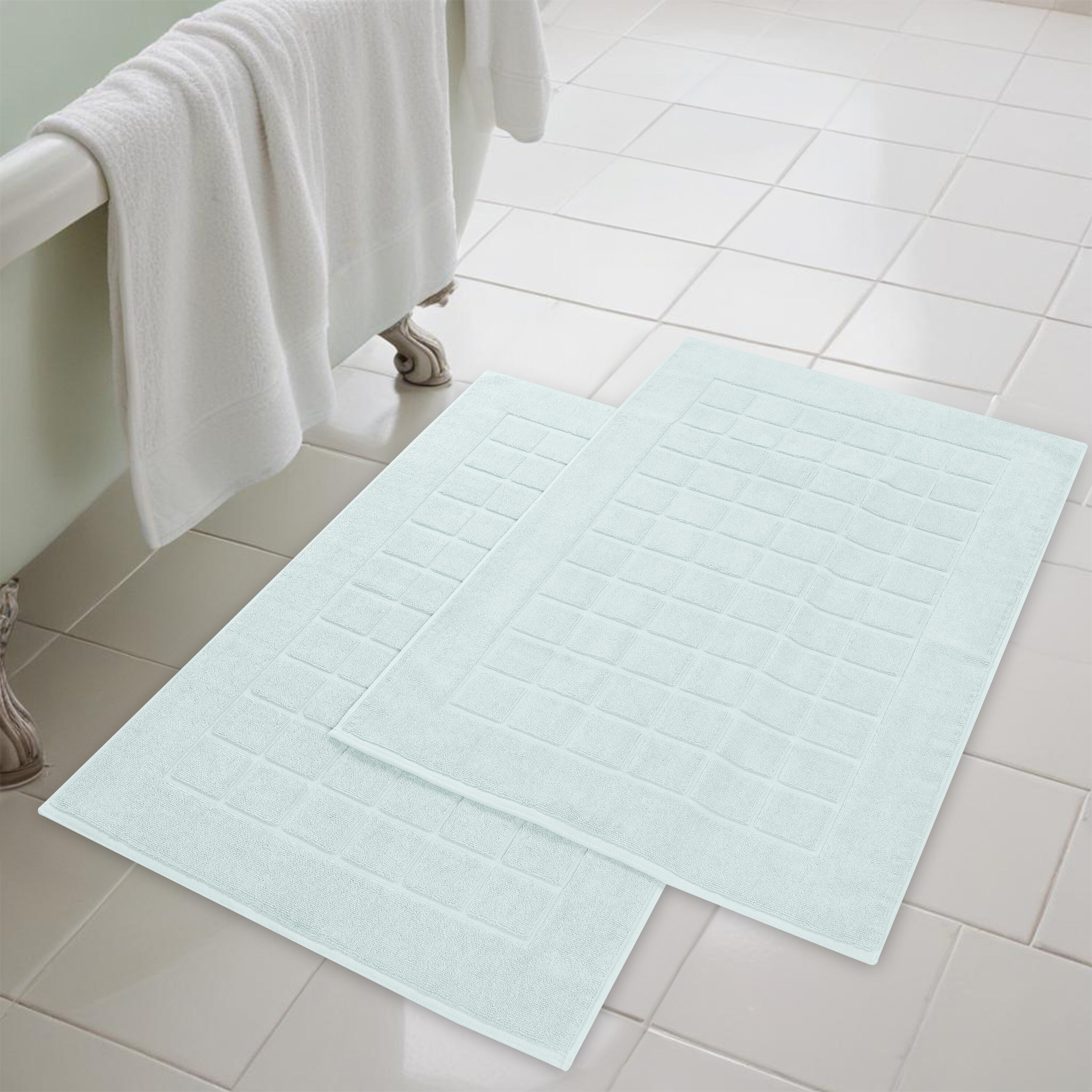 Superior 22-in x 35-in Sea Foam Cotton Bath mat set