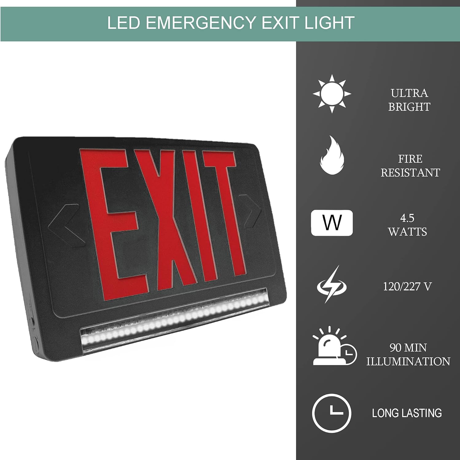 Ciata 5-Watt 120/277-Volt LED Black Hardwired Exit Light With Red ...