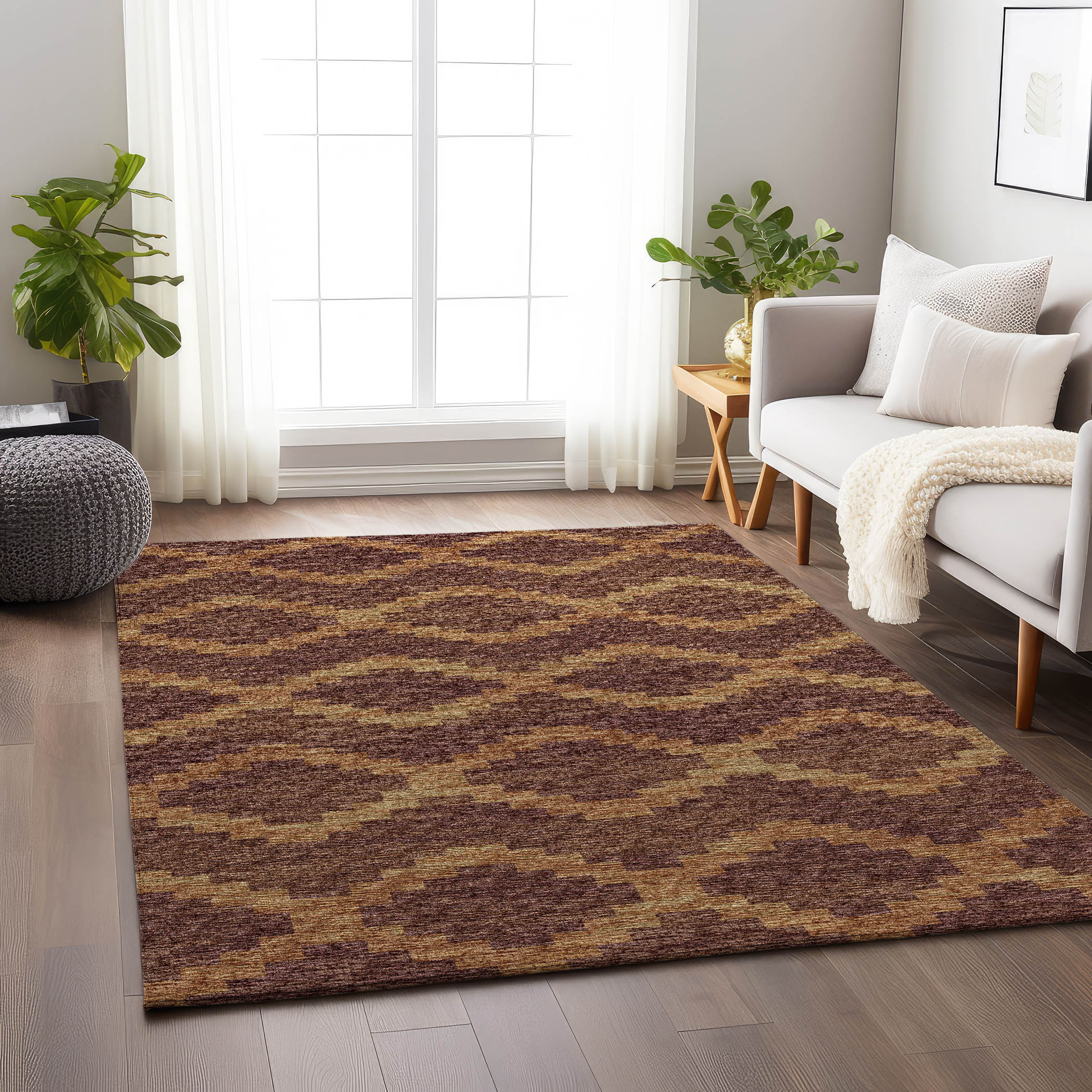 Addison Rugs AMF115CA3X5 Mayfield AMF115CA 3 x 5 (ft) Loomed Polyester Canyon Rectangular Indoor Geometric Machine washable Area rug