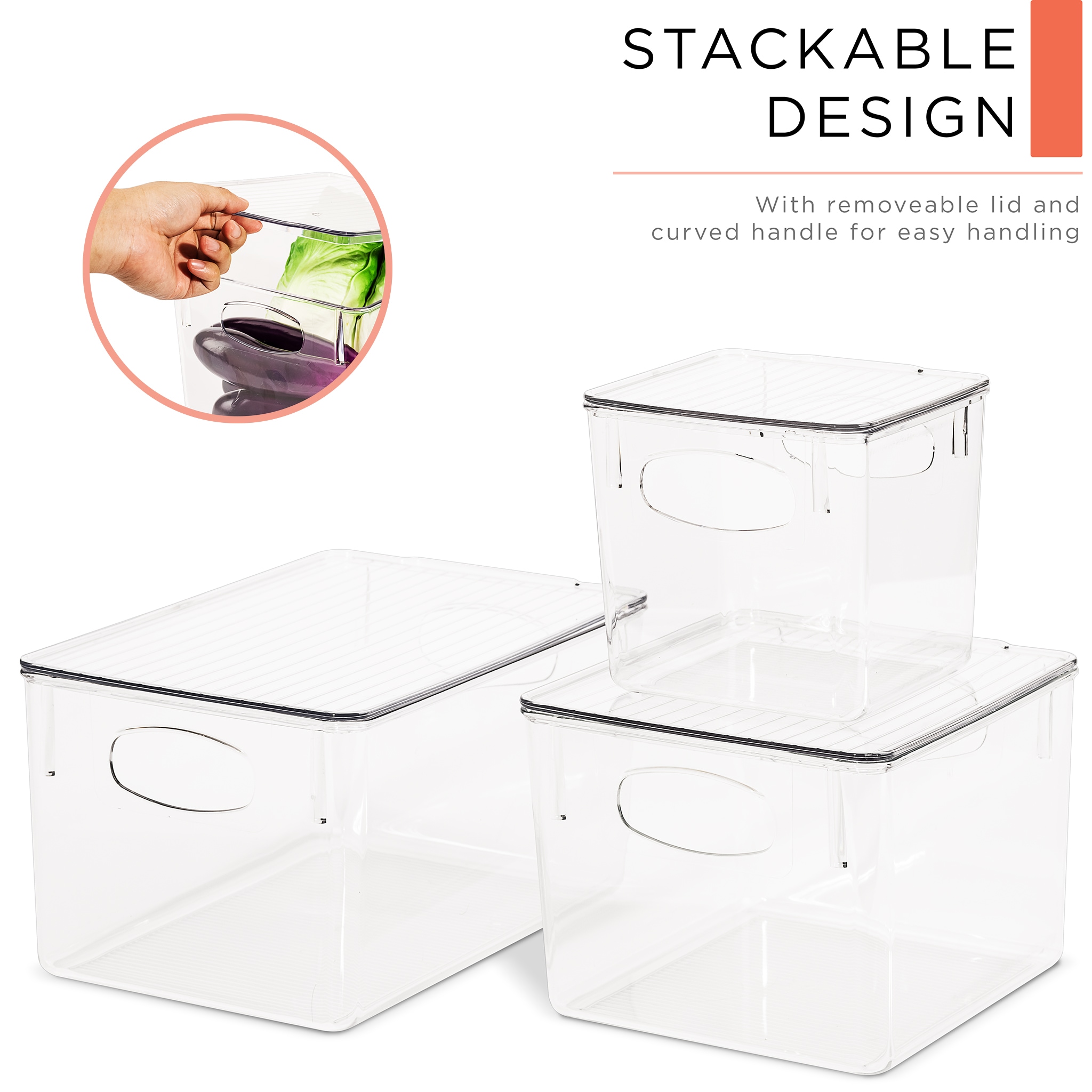 Sorbus 4 Pack Stackable Plastic Storage Bins ,Clear