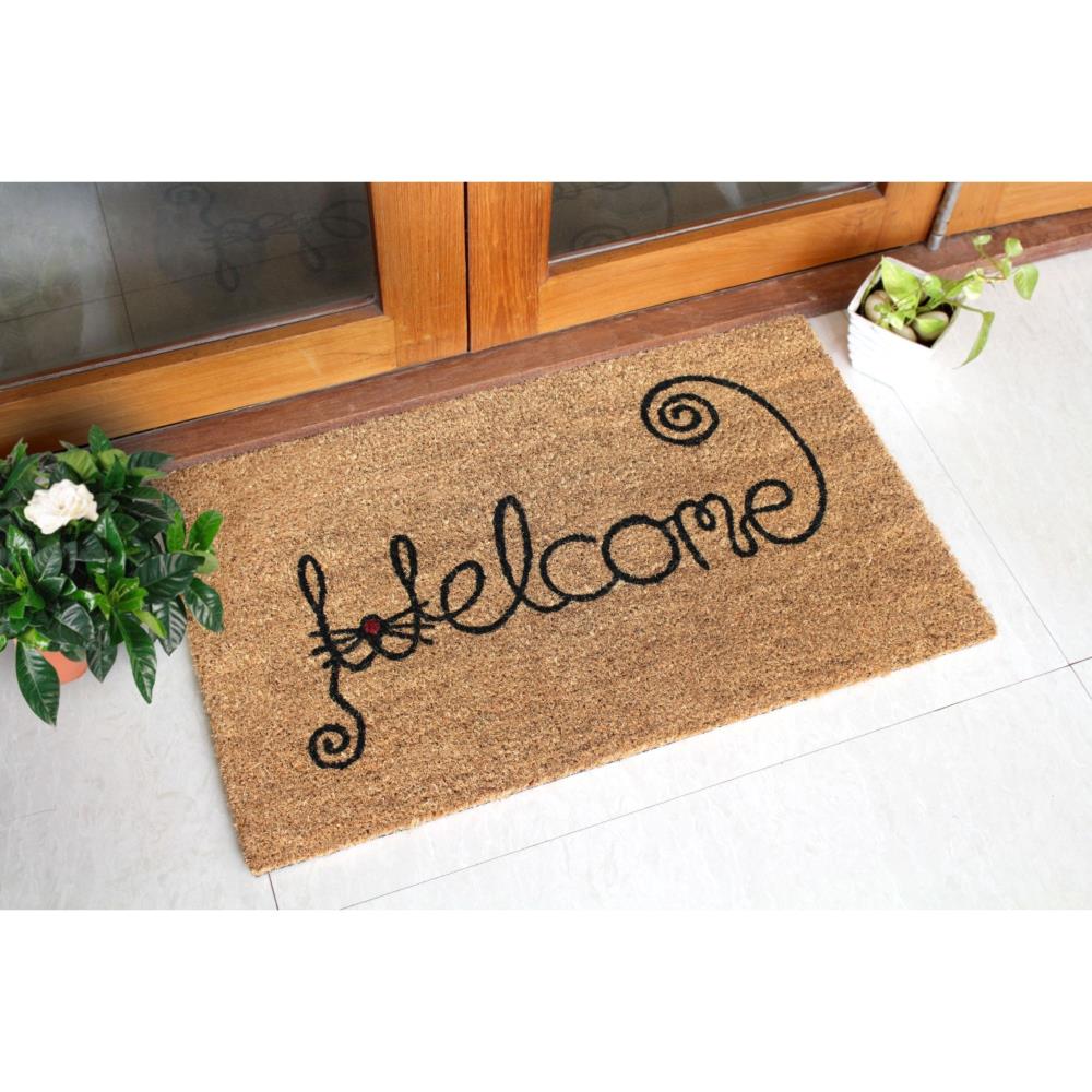 Zig Zag 1-1/2-ft x 2-1/2-ft Black Rectangular Indoor or Outdoor Decorative Welcome  Door Mat in the Mats department at