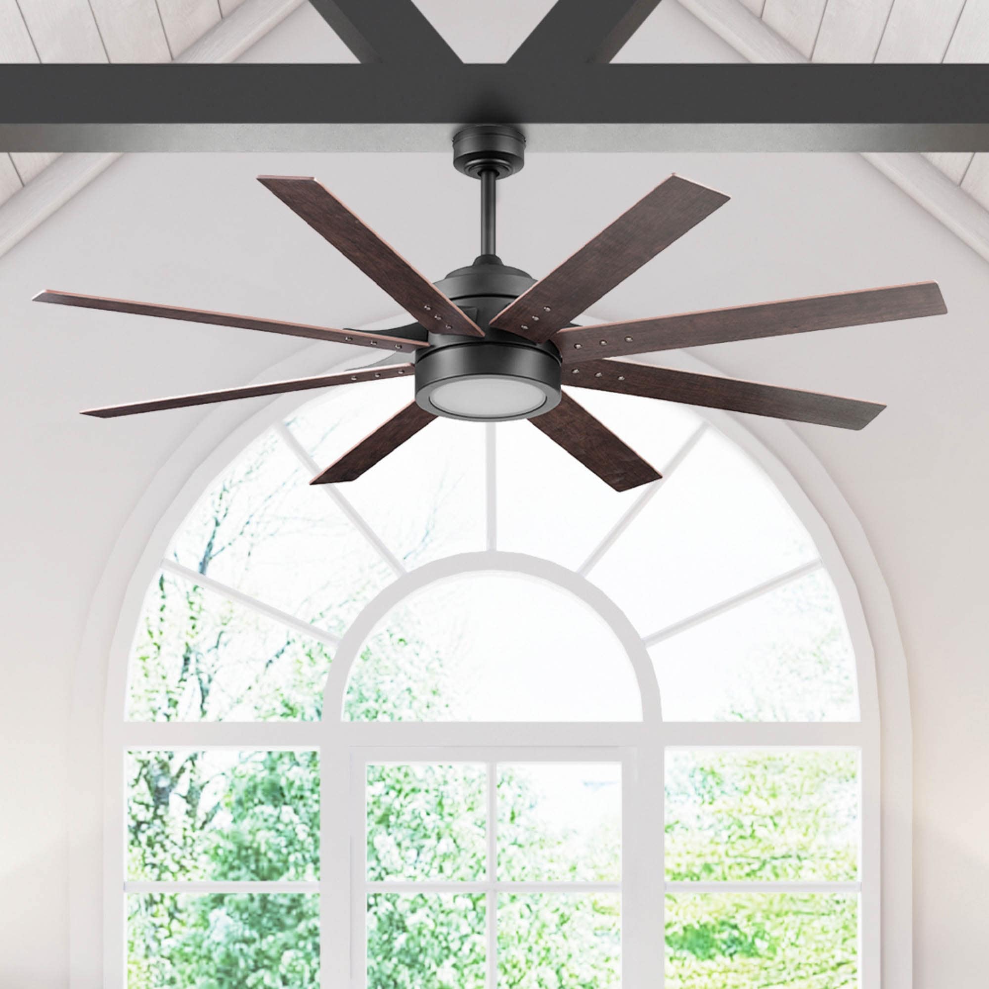 Honeywell 50609-26 Xerxes 62-in Bronze with Rough Pine/Dark Elm Blades Ceiling Fan With Light - Remote Included ( 8 -Blade )