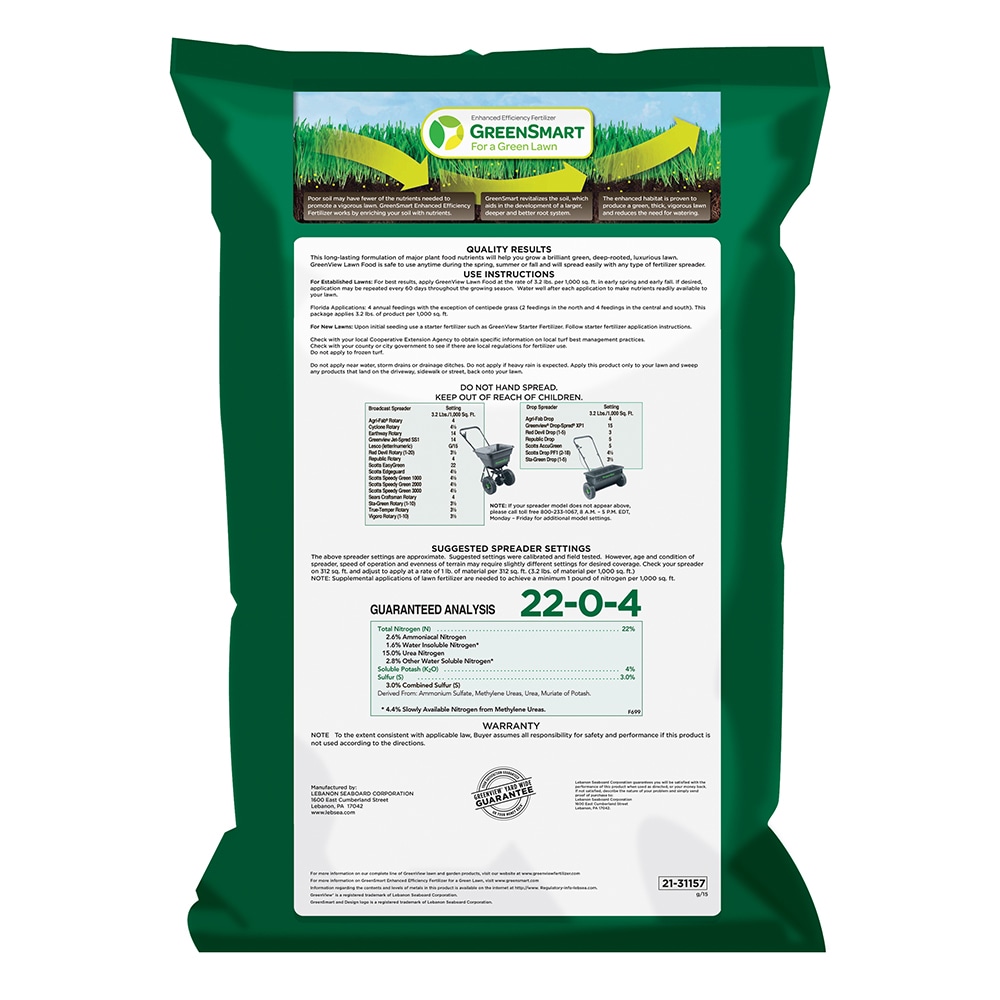 Greenview Lawn Food 16-lb 5000-sq ft 22-0-4 Fertilizer in the Lawn ...