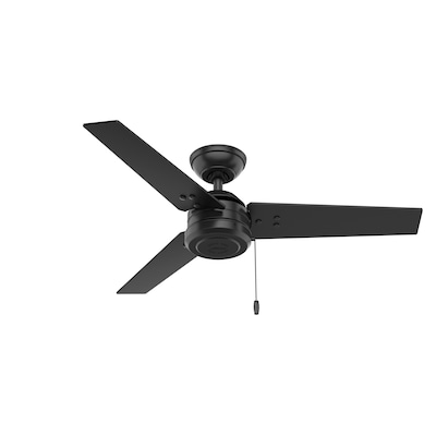 Hunter Cassius 44 In Matte Black Indoor Outdoor Ceiling Fan 3 Blade The Fans Department At Com - Outdoor Ceiling Fans With Remote No Light
