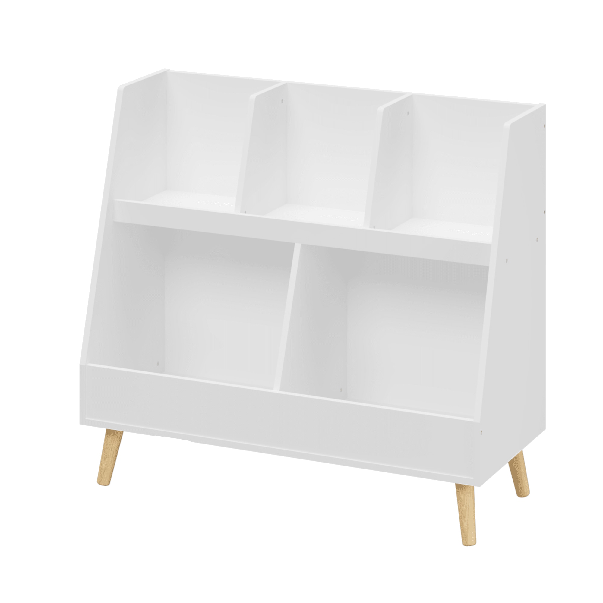 Vynxaria LEXY0187-DJSJ-BK009 White Kids Bookshelf and Toy Organizer with Five Cubbies