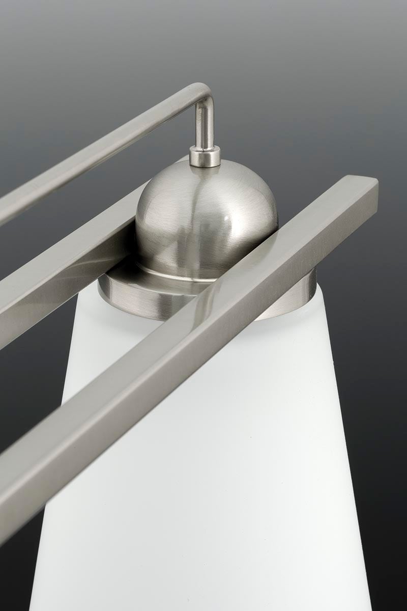 Brushed Nickel 4-Light Bath Vanity with Etched Glass Shades