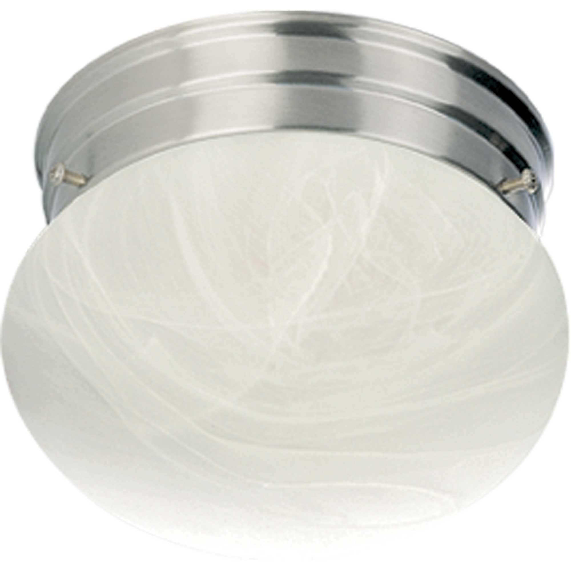 Minster Brushed Nickel Alabaster Glass Flush Mount Light