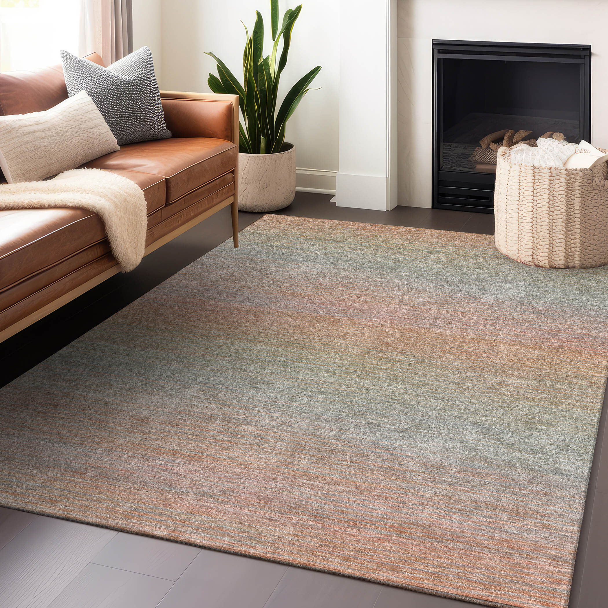 Addison Rugs ACN1293CR8X10 Chantille ACN1293CR 8 x 10 (ft) Polyester Coral Rectangular Indoor/Outdoor Geometric Machine washable Area rug
