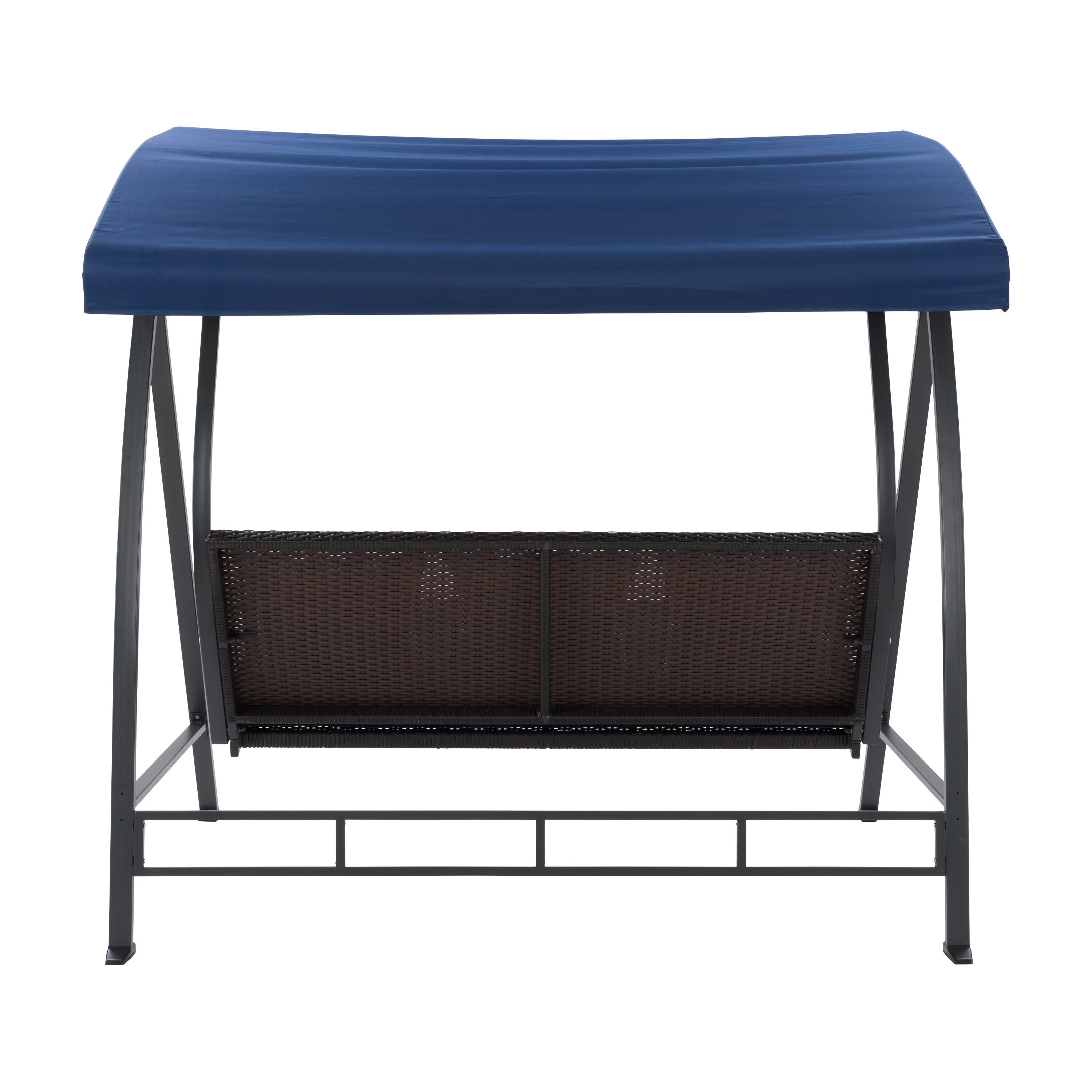 CorLiving Flora 3 person Navy Blue Steel Outdoor Swing in the