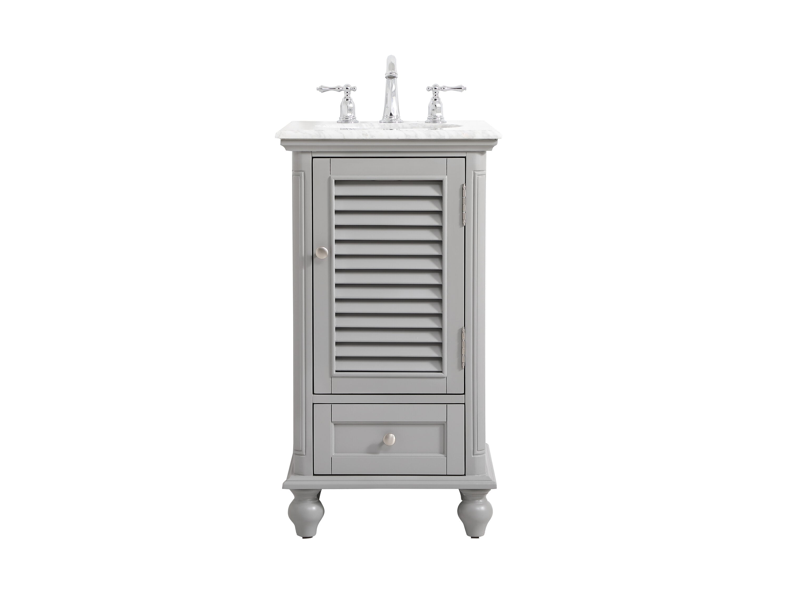 Home Furnishing 19-in Grey Undermount Single Sink Bathroom Vanity with Carrara White Marble Top in Gray | - Elegant Decor HF91557GR