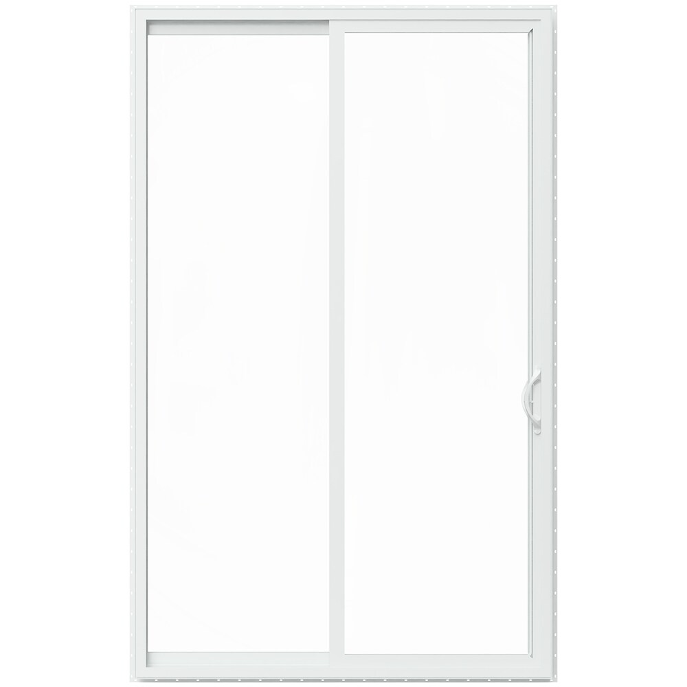 JELD-WEN V-2500 96-in x 80-in x 4-9/16-in Jamb Low-E Clear glass , White Vinyl Left-hand Sliding Double Patio Door Screen Included