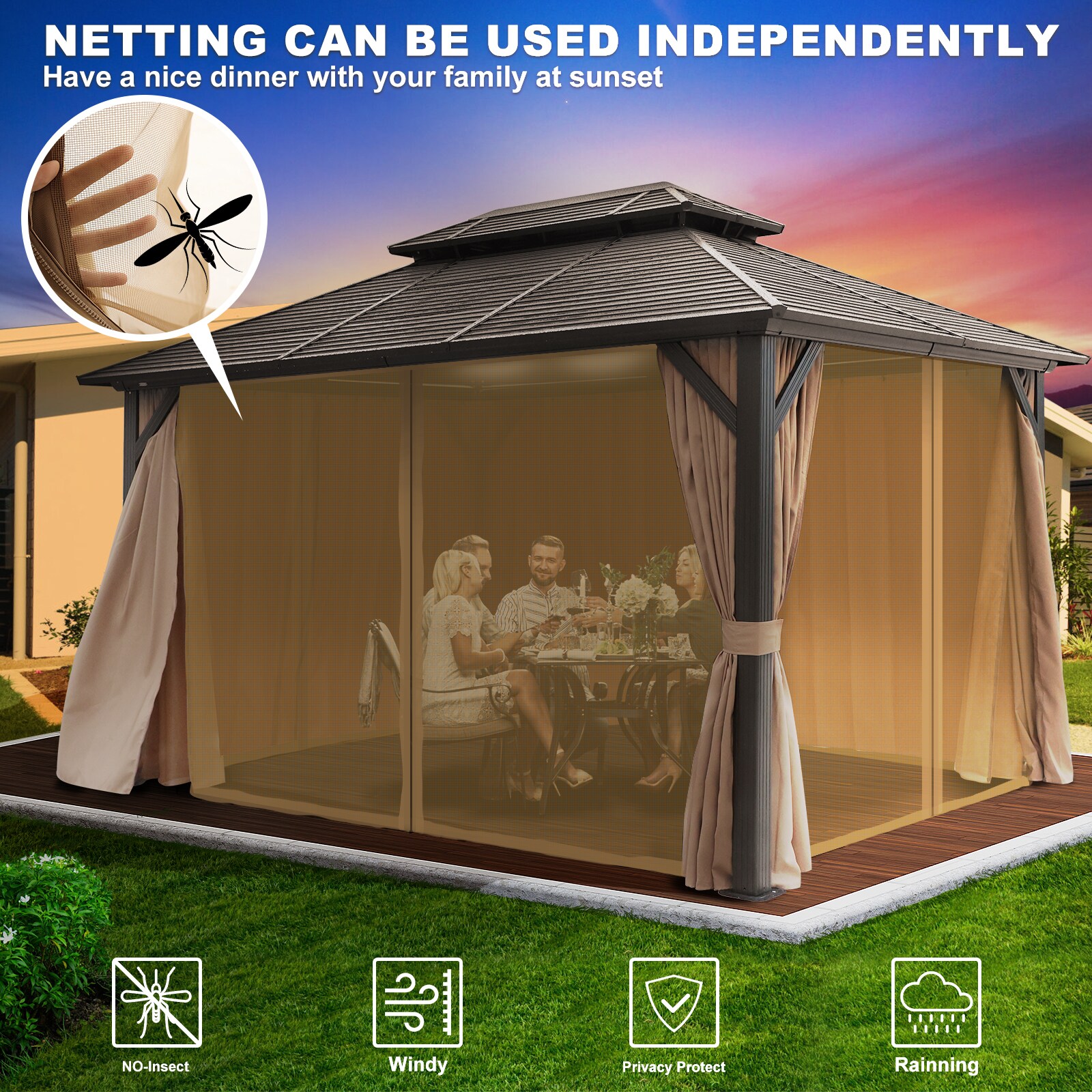 NOBLEMOOD LS-2003BN Wood-Resin-Gazebos - View #3