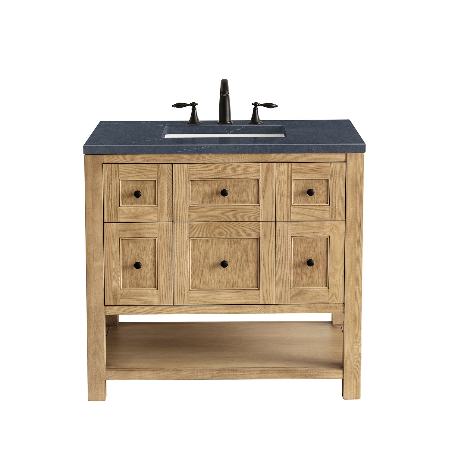 James Martin Vanities 330-V36-LNO-3CSP Breckenridge 36-in Light Natural Oak Undermount Single sink Bathroom Vanity with Charcoal Soapstone Quartz Top