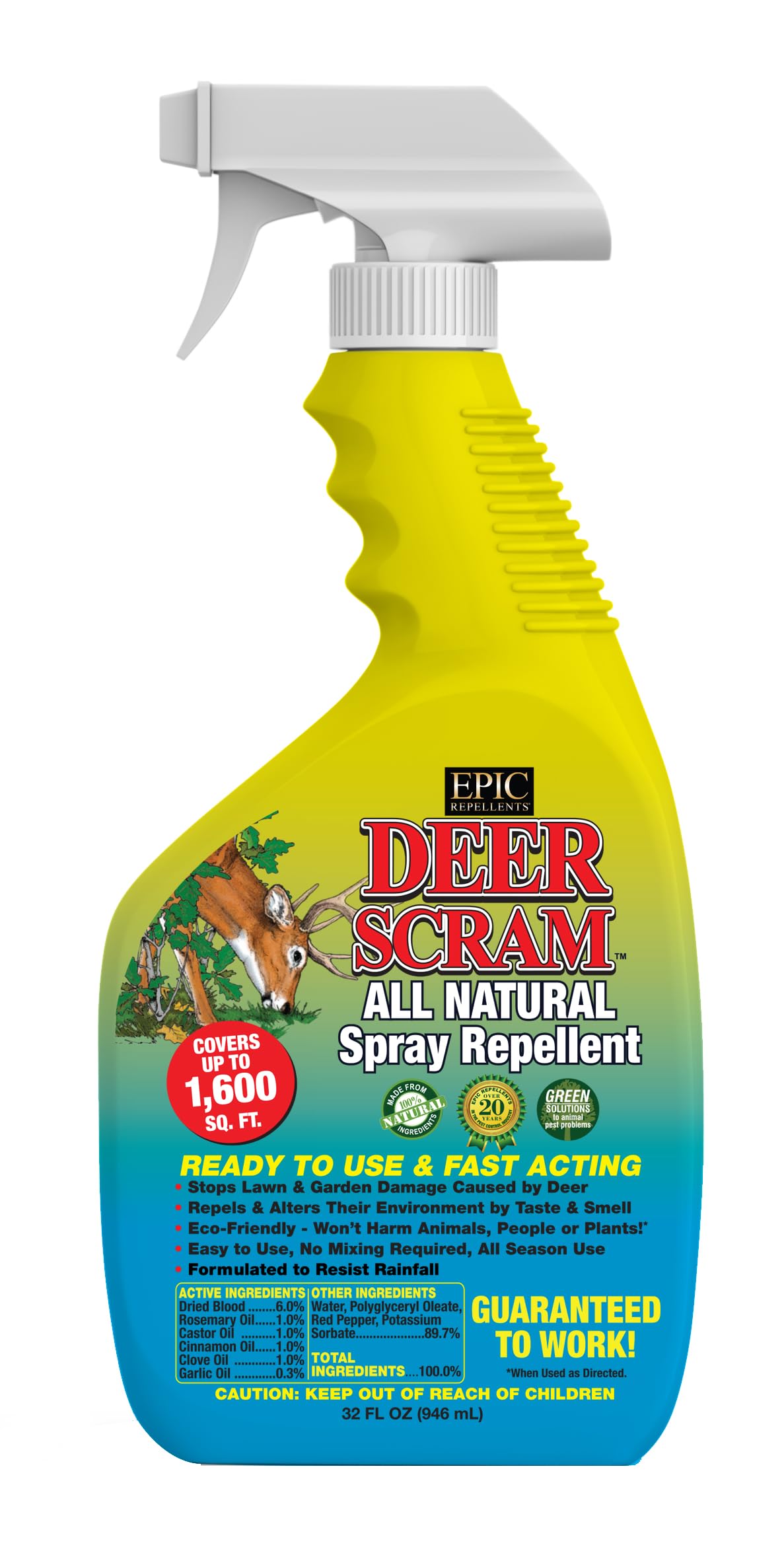 EPIC - Deer Scram All Natural Granular Repellent - All-Natural Animal People and Pet Safe Granule...