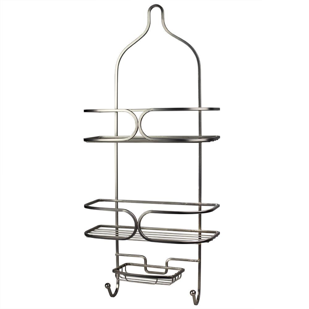 Home Basics LOW78076 Chrome Steel 3-Shelf Over The Showerhead Hanging Shower Caddy 11.05-in-W x 5.16-in-D x 25.25-in-H