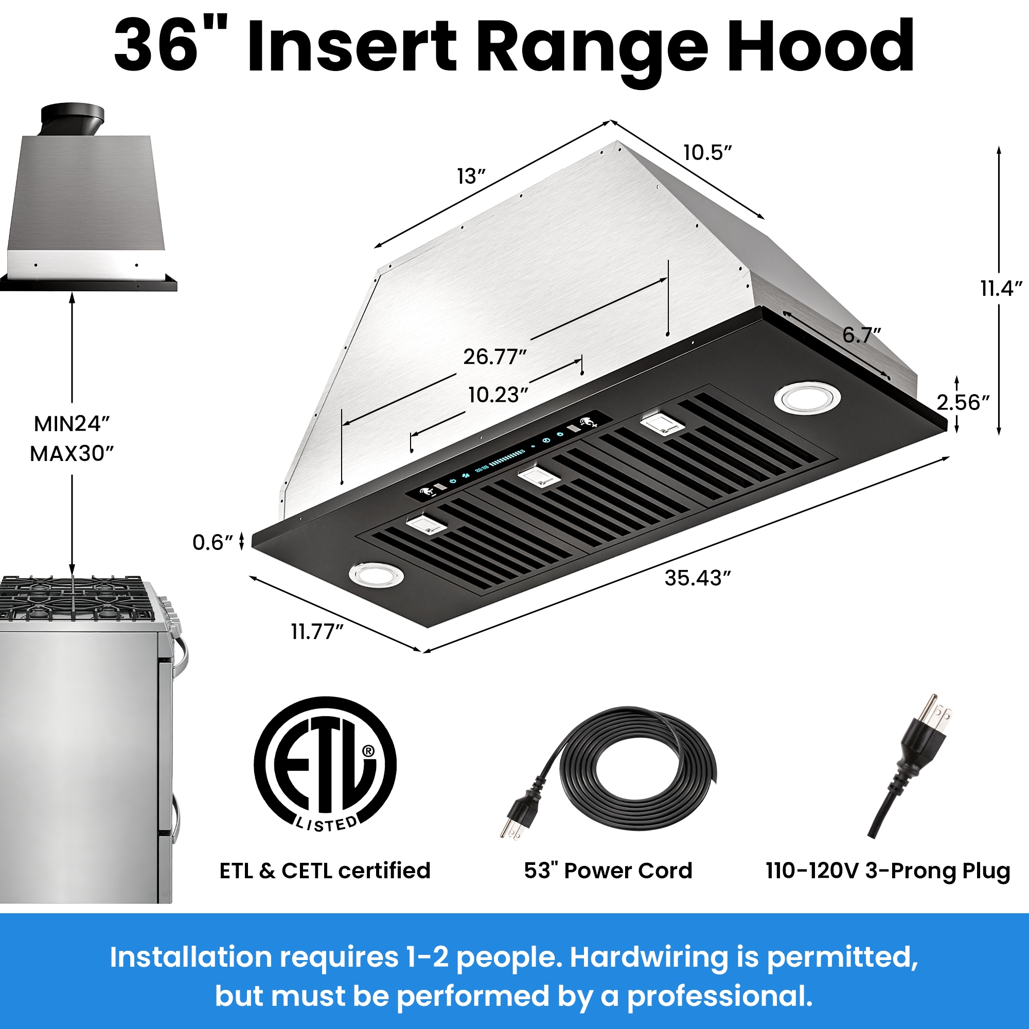 DIVAN DMB01-36B-GC Undercabinet-Range-Hoods - View #2