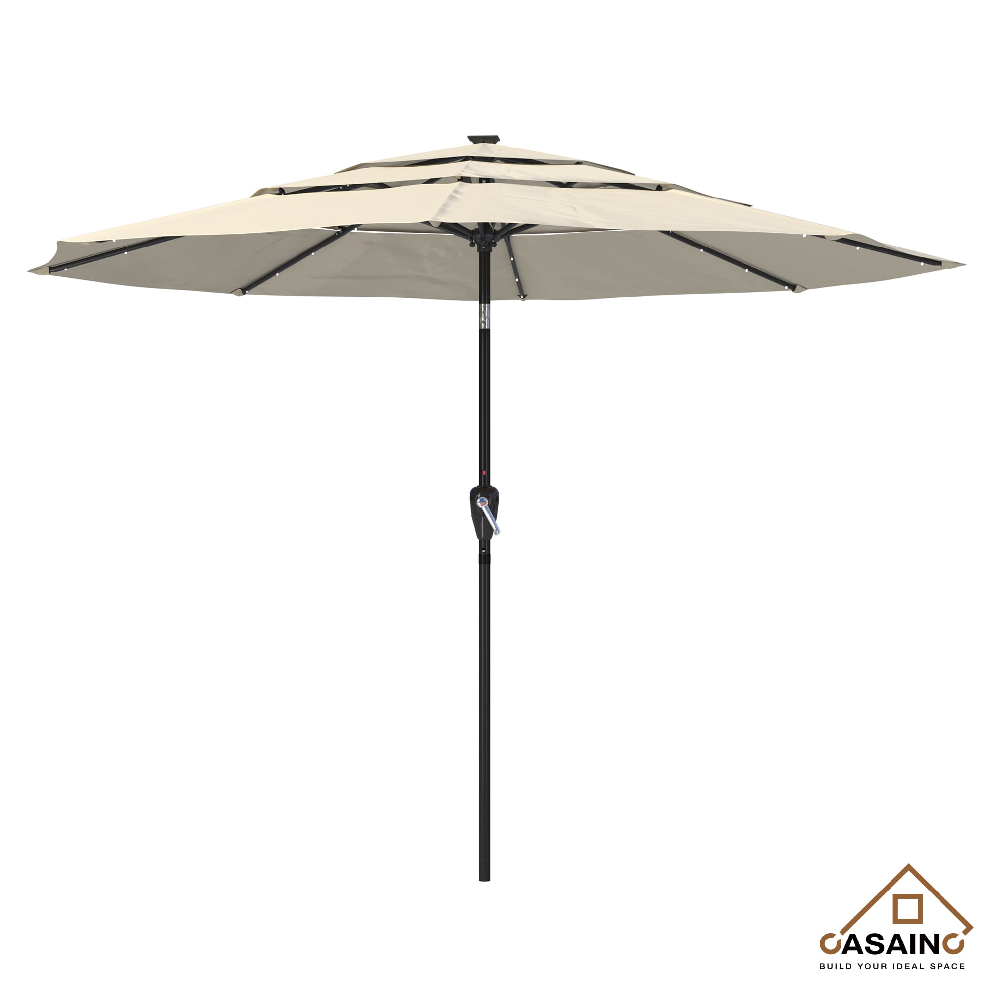 CASAINC WF-SM-TLED270SD 11-ft Iron Tan Push-button Tilt Market Patio Umbrella with Lights