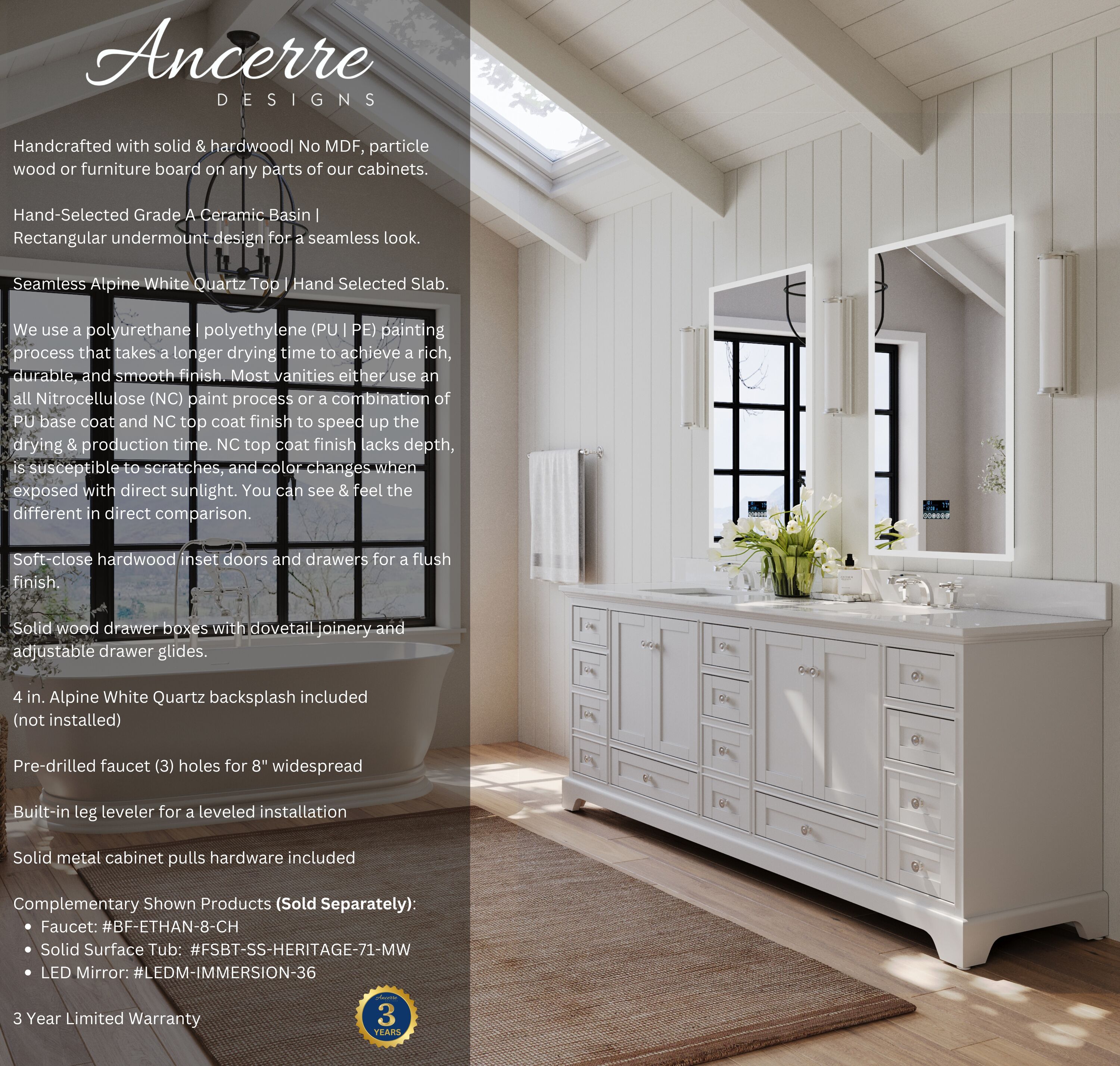 Ancerre Designs VTS-AUDREY-84-W-QCL Bath-Vanity-Combo - View #2