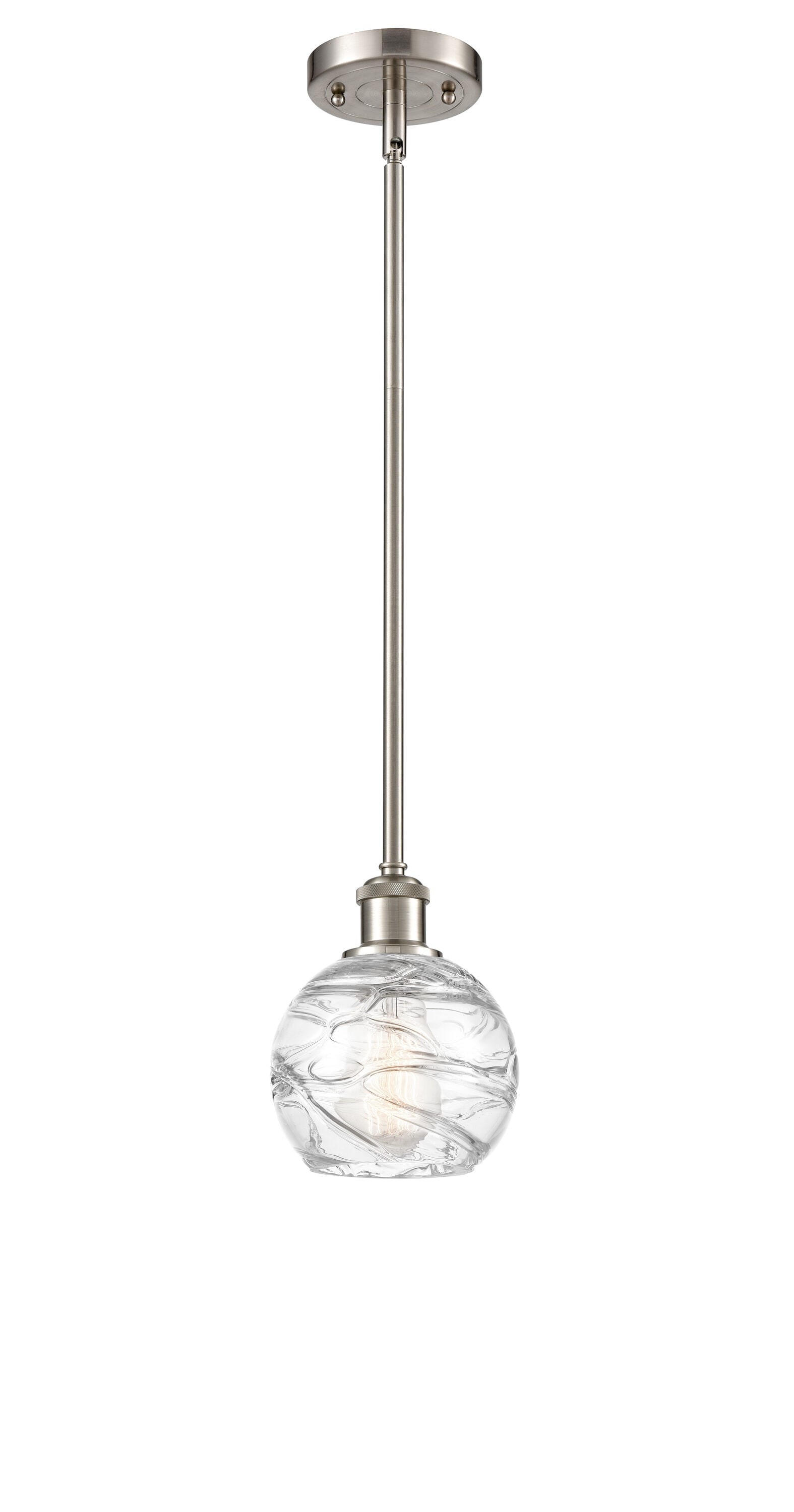 Innovations Lighting 516-1S-SN-G1213-6 Athens Deco Swirl 1 -Light Clear Deco Swirl, Brushed Satin Nickel Industrial Clear glass Globe Mini Hanging Pendant light