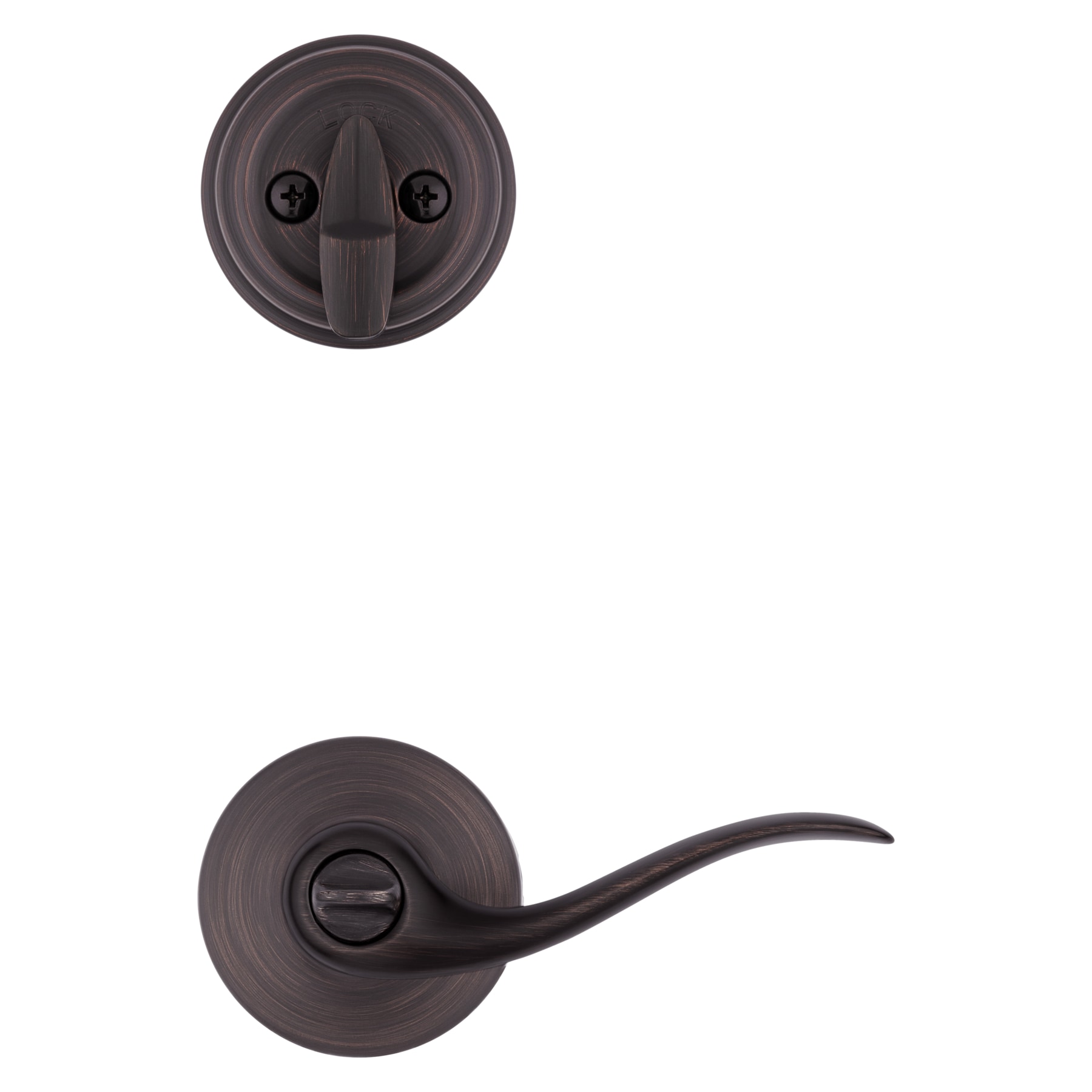 Kwikset 991 Tustin Entry Lever and Single Cylinder Deadbolt Combo Pack featuring SmartKey in Venetian Bronze (99910-041) - 1