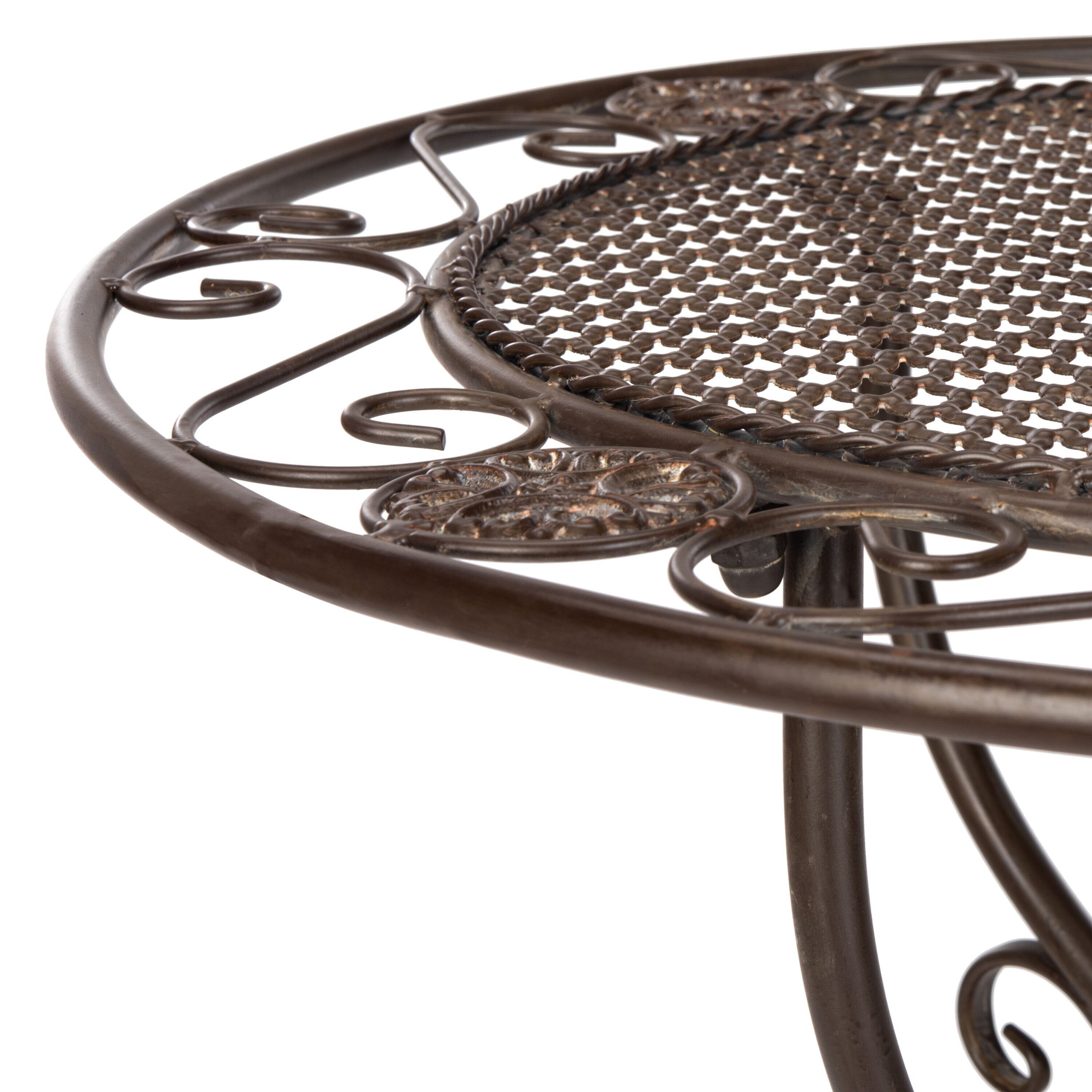 Safavieh PAT5028B Semly 3 -Piece Unearthed Rust Bistro Patio Dining Set Iron Round Table with 2 Stationary Chairs