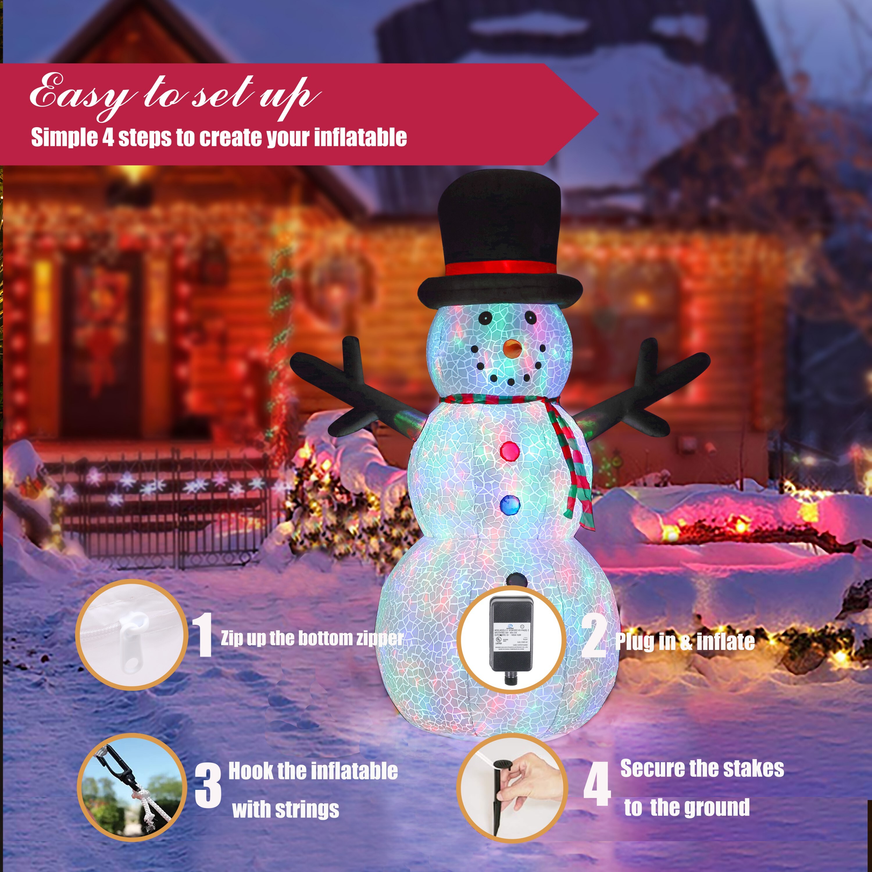 Luxen Home 8.24-ft Lighted Snowman Christmas Inflatable at Lowes.com