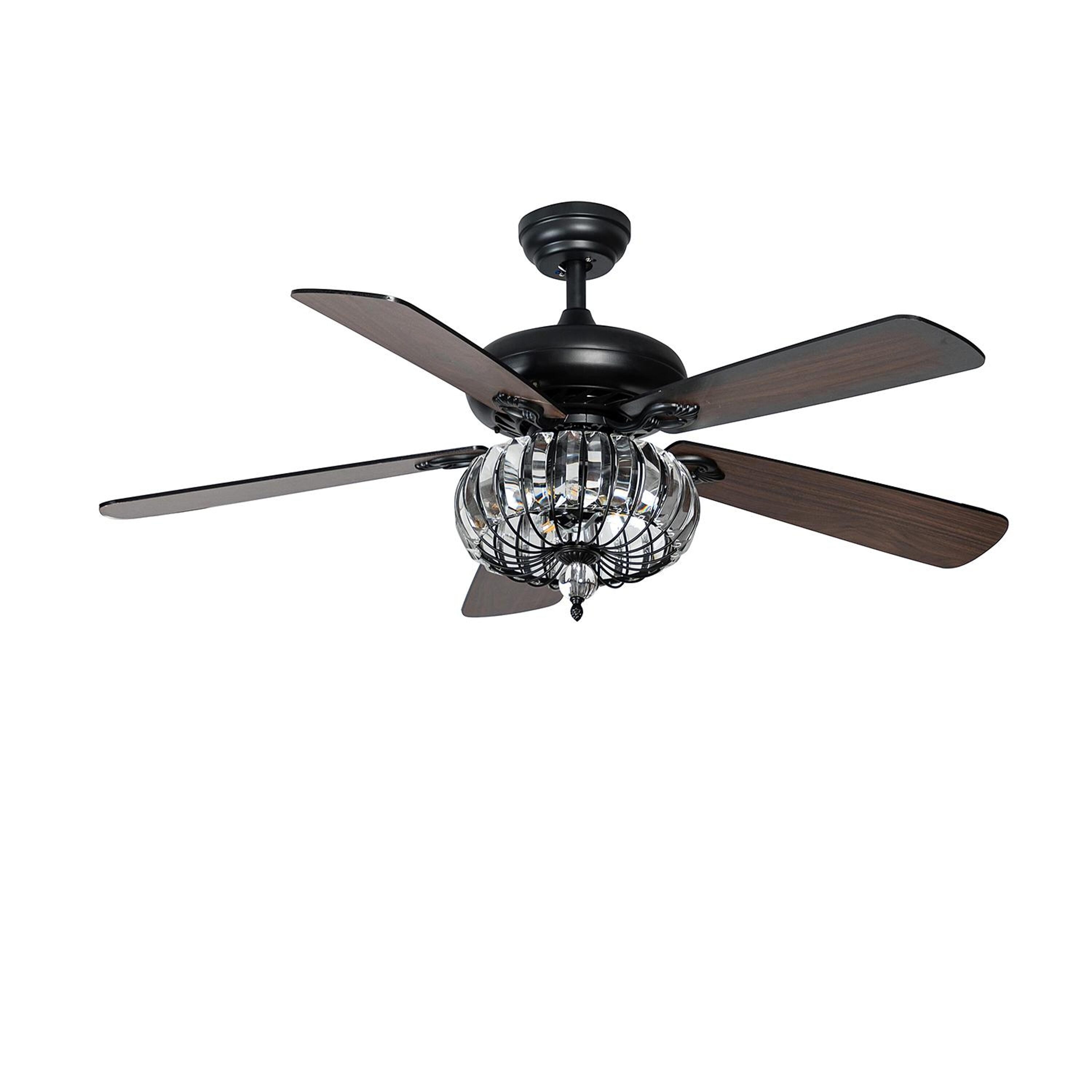 Bayfeve BFYH-5956 Traditional 52-Inches Black with Wood Blades Color-Changing Indoor/Outdoor Downrod mount Smart Compatible Standard Ceiling Fan With Light and Remote ( 5 -Blade)