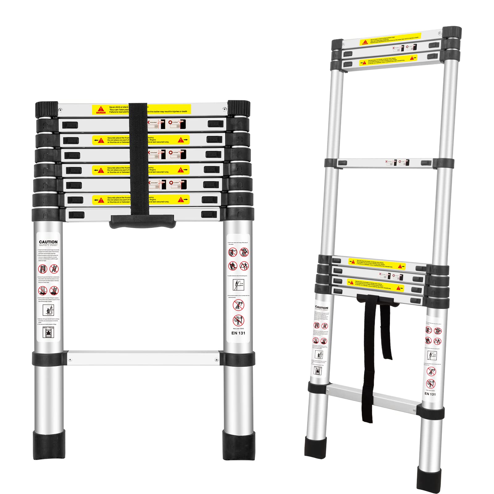 SenQWFa Telescoping Ladder 8.5Ft Aluminum Extension Ladder for RV Attics Outdoor Work with Maximum Load Capacity of 330 Pounds #LDC0825C071