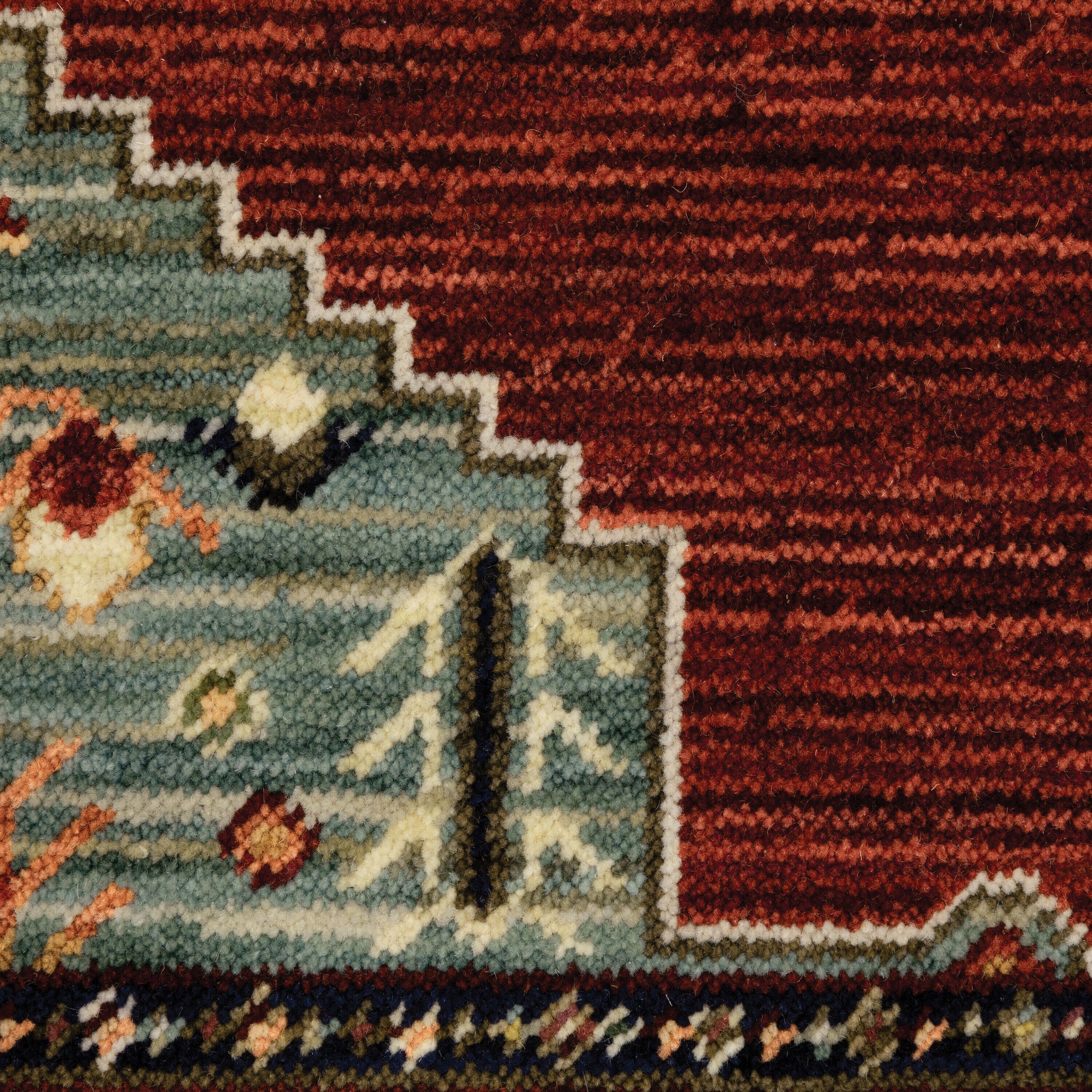 Shiloh Red Wool and Nylon Rectangular Bohemian Area Rug