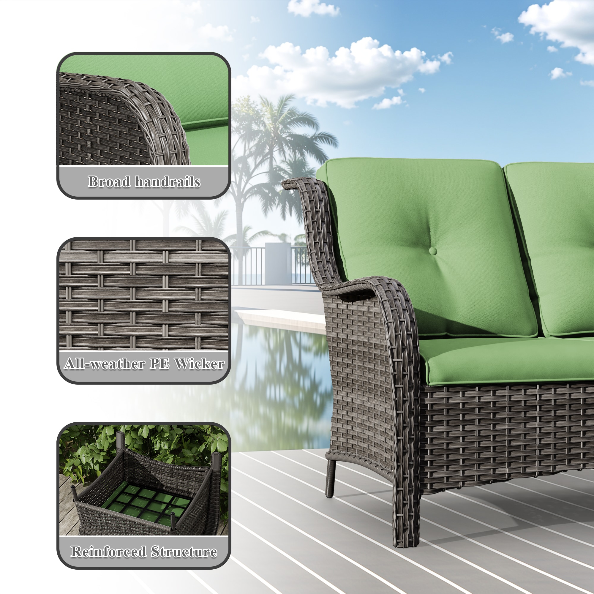 Gardenbee HGL-M75-GRN Patio-Sofas-Daybeds - View #4