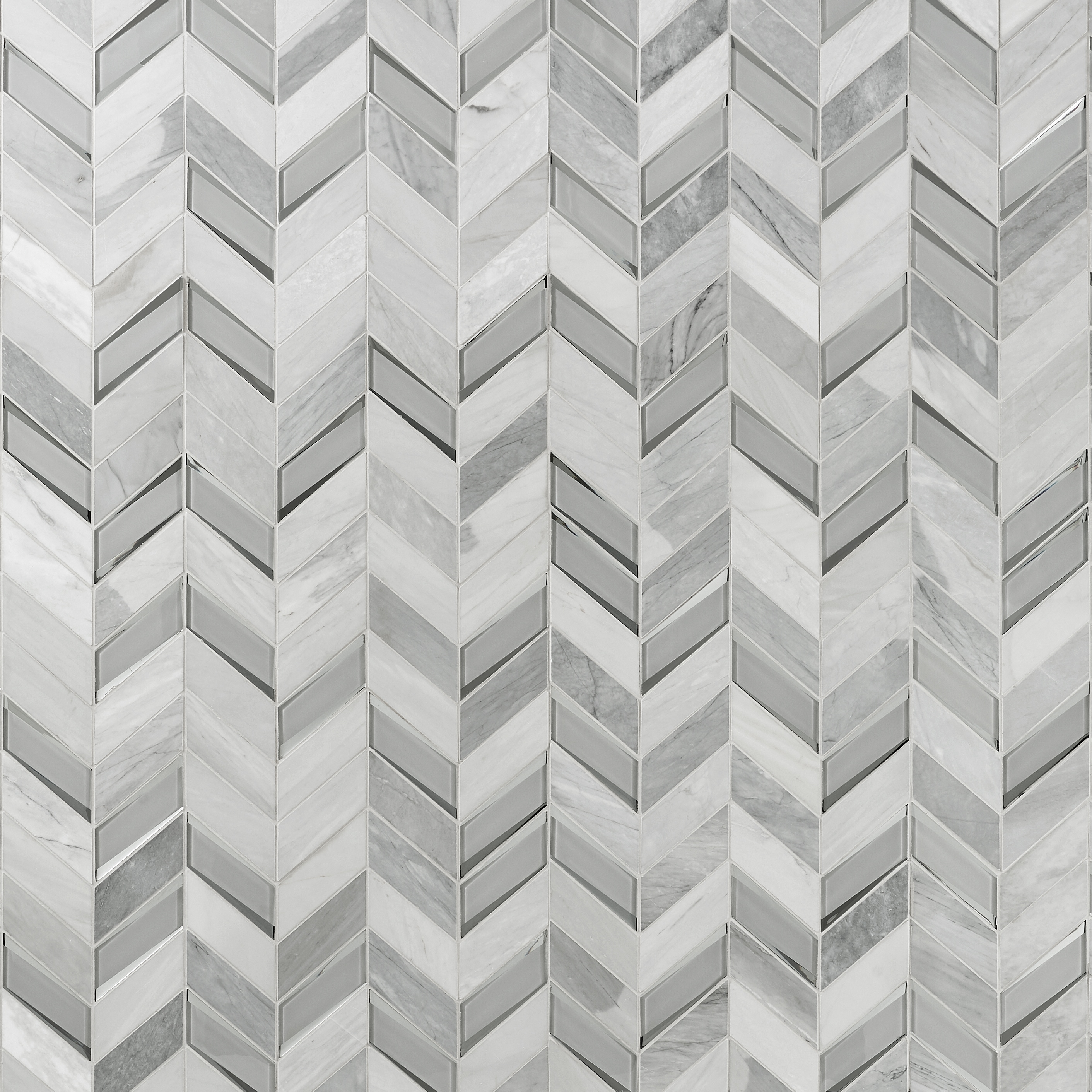 Verona Polished Gray Marble Chevron Mosaic Tile