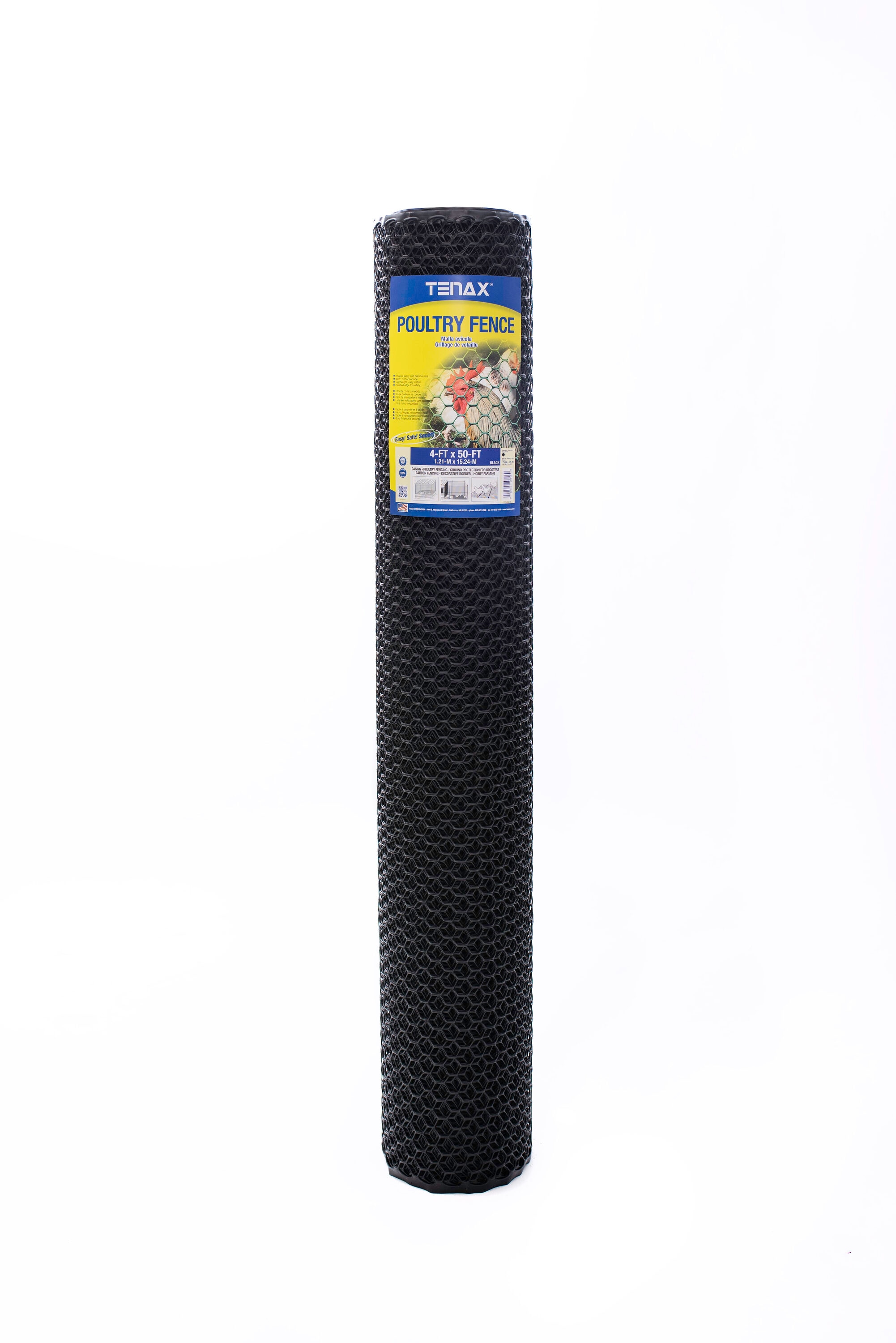 Tenax 2A240043 50-ft x 4-ft Black HDPE Chicken Wire Rolled Fencing