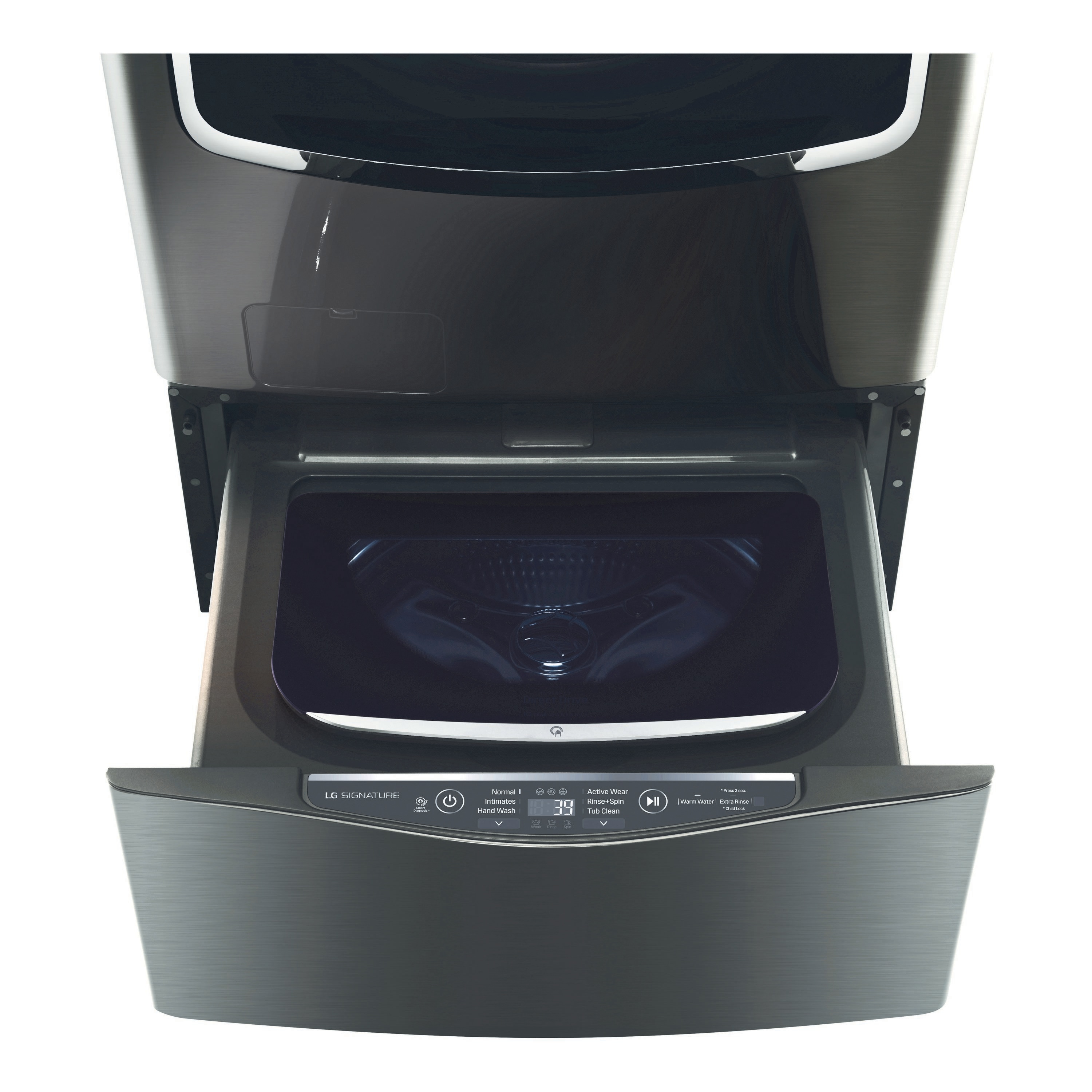 LG TwinWash 1-cu ft Black Stainless Steel Pedestal Washer in Pedestal Washers department at Lowes.com