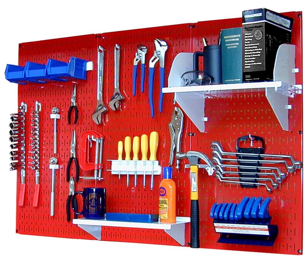 Wall Control 30-WRK-400 RW 30 -Piece Steel Pegboard kit in Red 16-in W x 32-in H