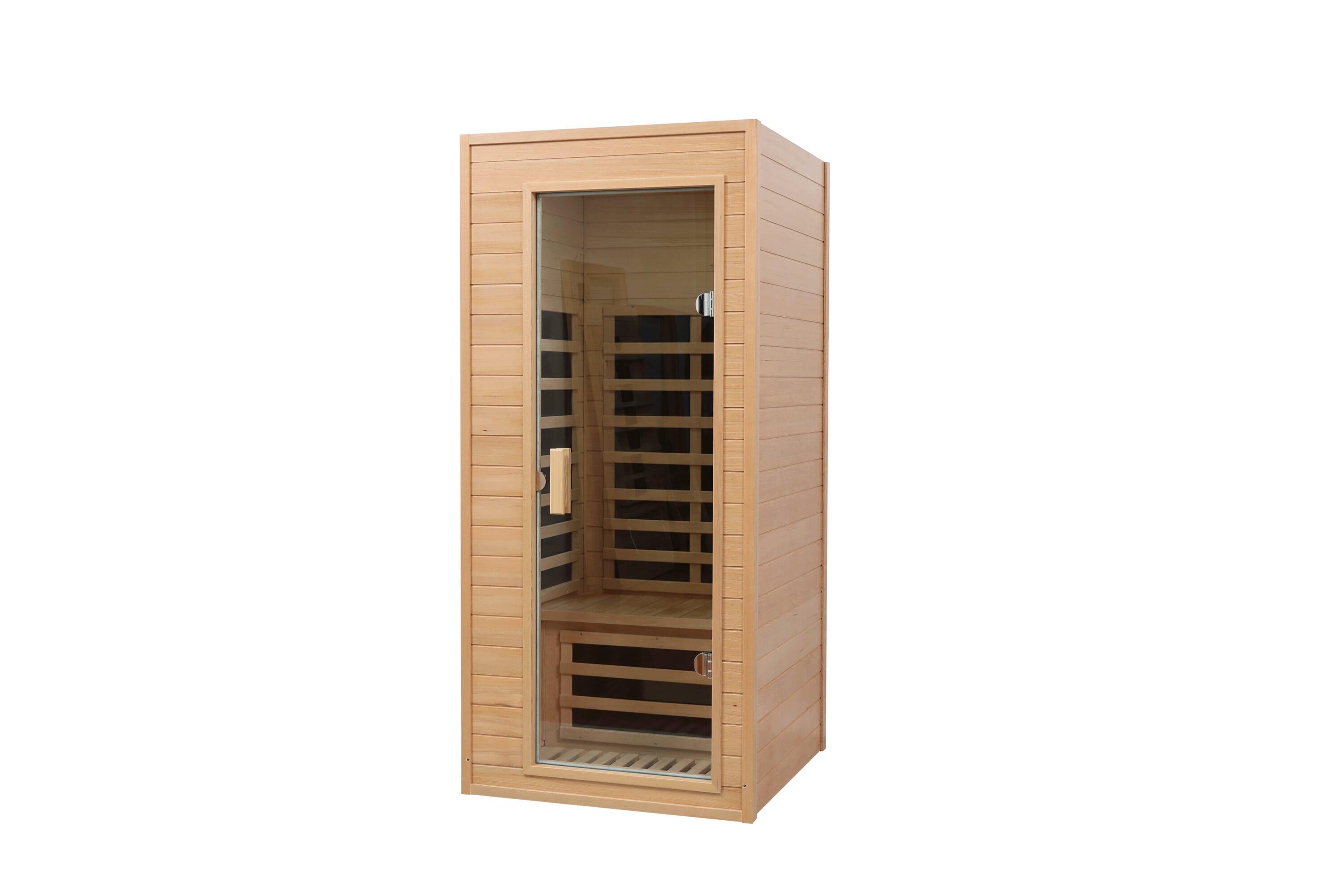 LOVMOR 1 Person Hemlock Far Infrared Sauna Indoor Glass Door Roof Embedded LED Control 34W 34D 73H #SF-W-W63272825