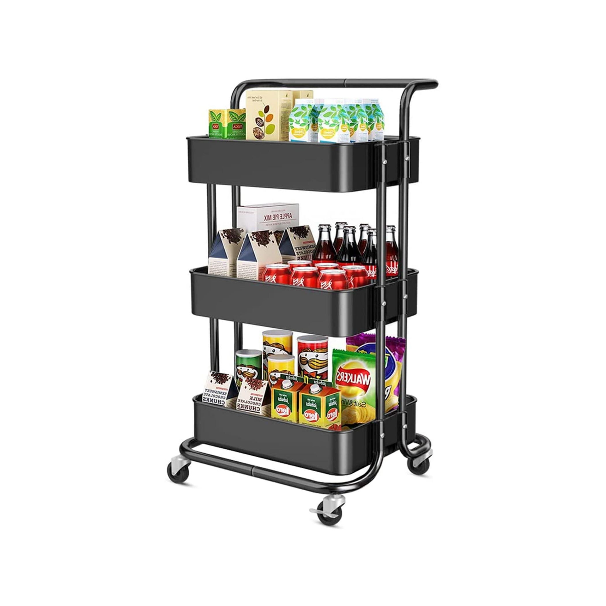 Miki Shinly SLB-3677-02QI 3 -Tier Black Metal Utility shelving unit ( 17-in W x 14-in D x 34-in H )