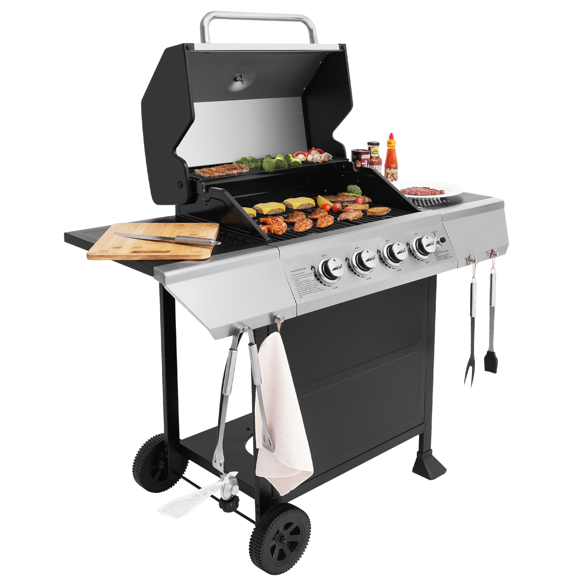 Royal Gourmet Freestanding Series Black and Silver 4-Burner Liquid Propane Gas Grill GA4400T Sansujyuku sansujyuku.com