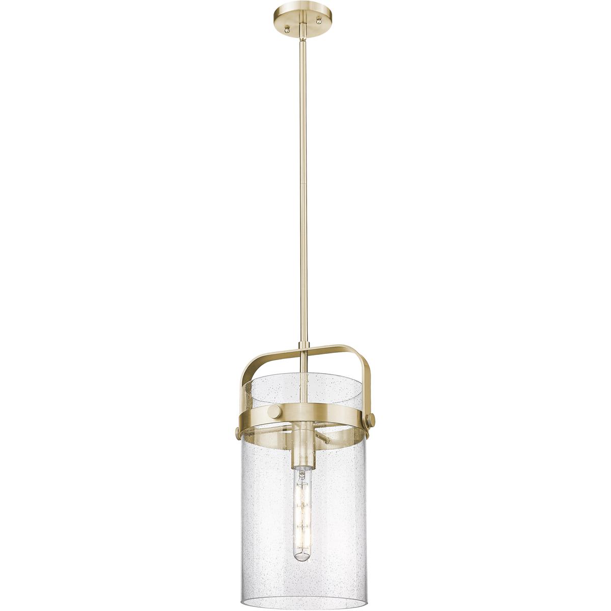 Innovations Lighting -  413-1SM-CB-G413-1S-8SDY Pilaster Mini Pendant Champagne Bronze