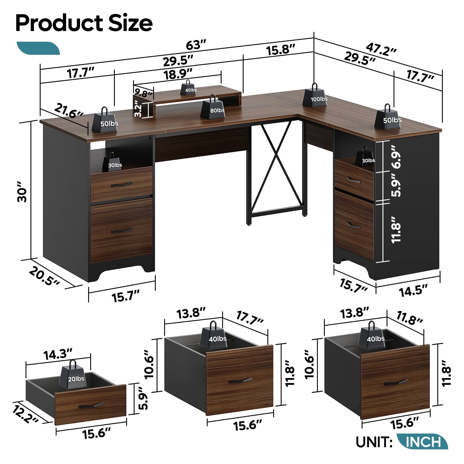 Bestier LOW-H104715P-CRY desks - View #5