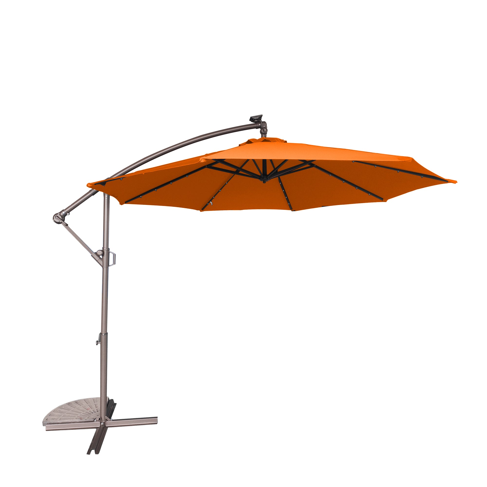 Boyel Living BL-6XBDOG 10 ft. Outdoor Cantilever Hanging Patio Umbrella Waterproof and UV Resistant with Solar LED in Orange